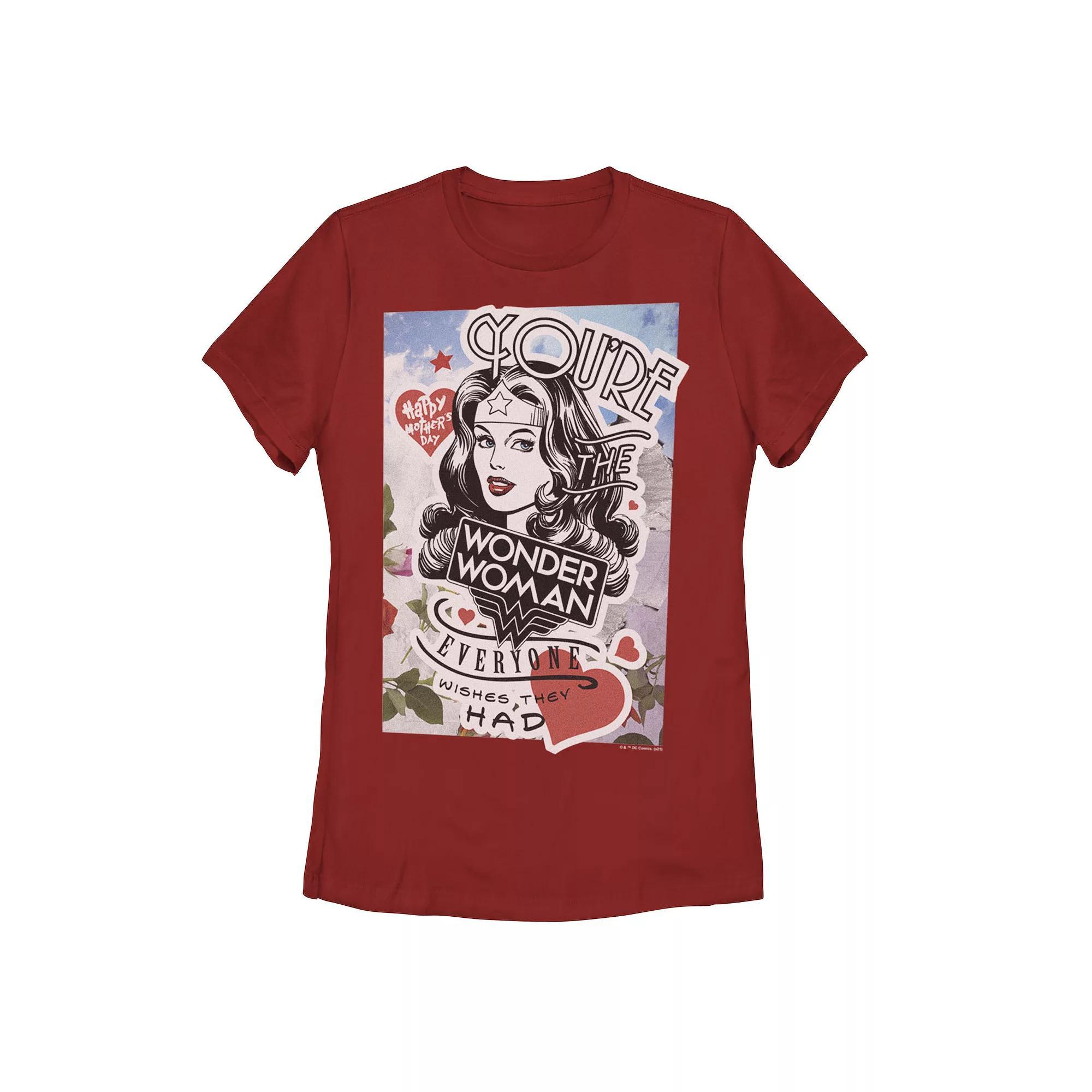 Juniors' Justice League Wonder Woman Mother's Day Graphic Tee, Girl's, Size: Small, Red Product Image