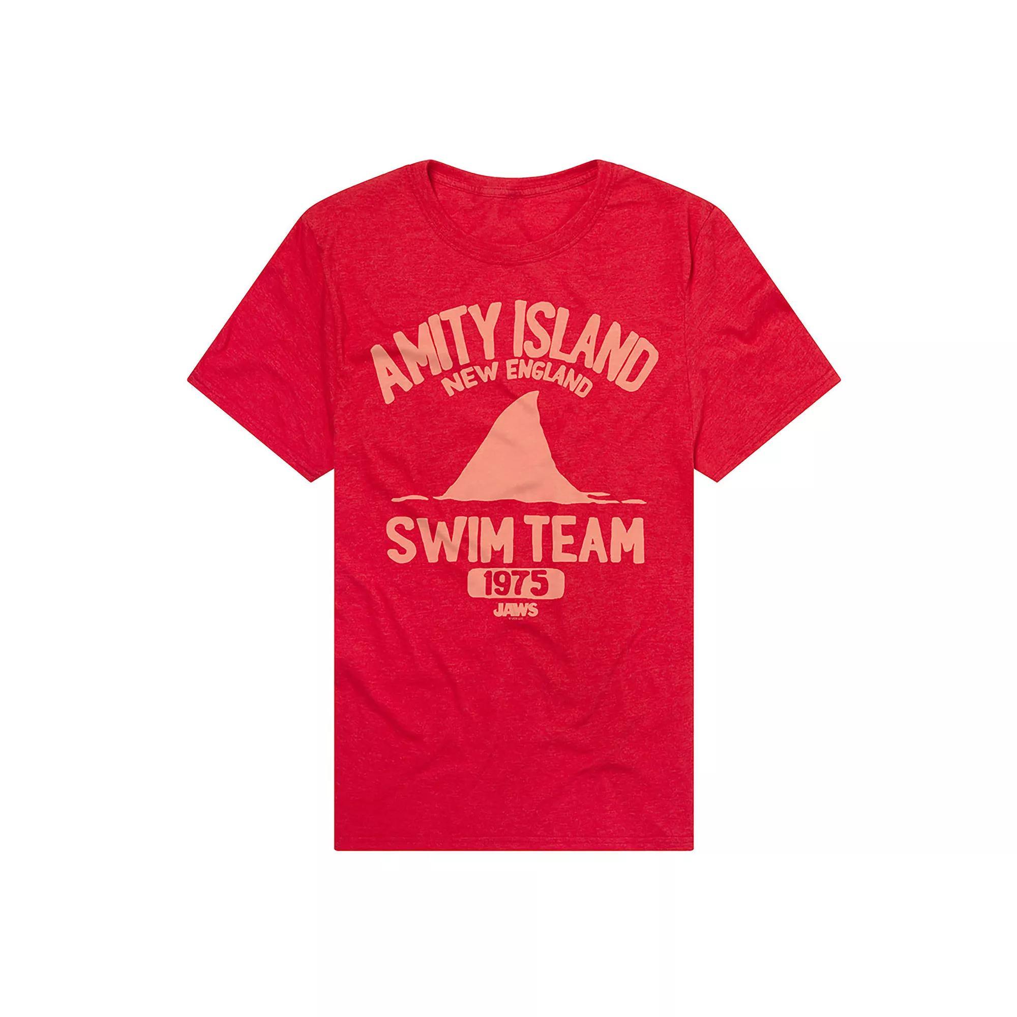 Men's Jaws Amnity Island Swim Team T-Shirt, Size: XXL, Red Product Image