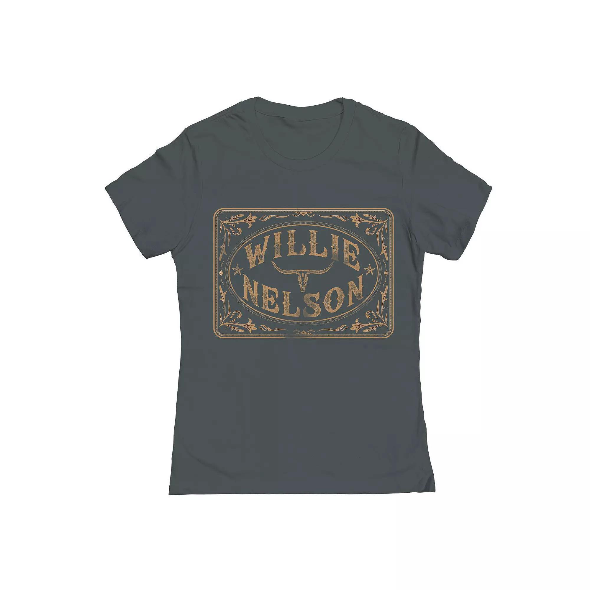 Junior's Willie Nelson Western Badge Graphic Tee, Women's, Size: Large, Heavy Grey Product Image