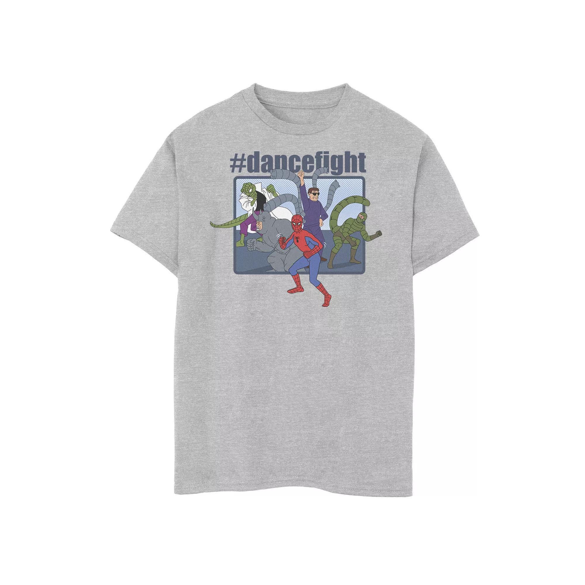Boys 8-20 Marvel Spider-Man And Villains #dancefight Portrait Panel Graphic Tee, Boy's, Size: XL, Athletic Grey Product Image