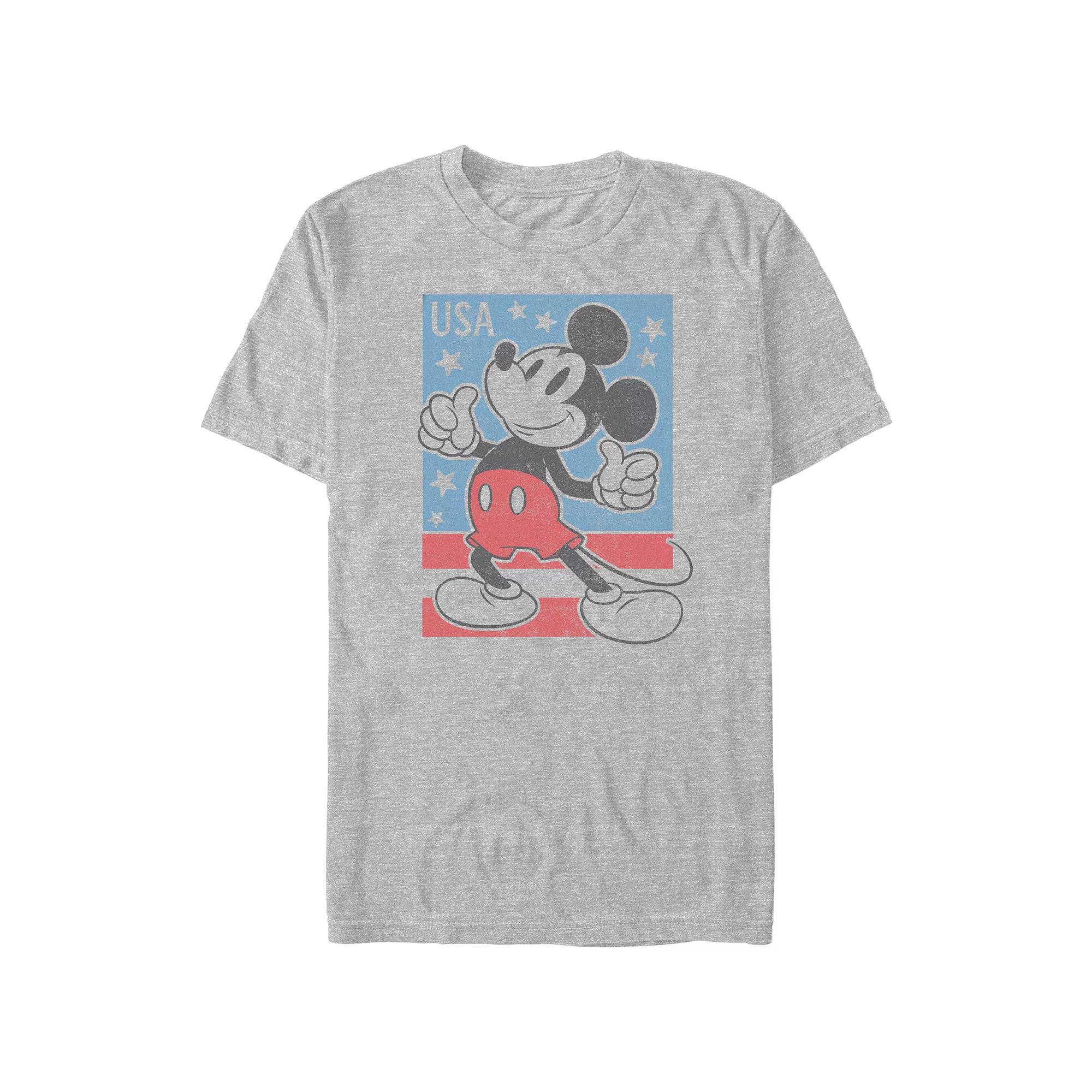 Disney's Mickey Mouse USA Stamp Big & Tall Graphic Tee, Men's, Size: 3XL Tall, Athletic Grey Product Image