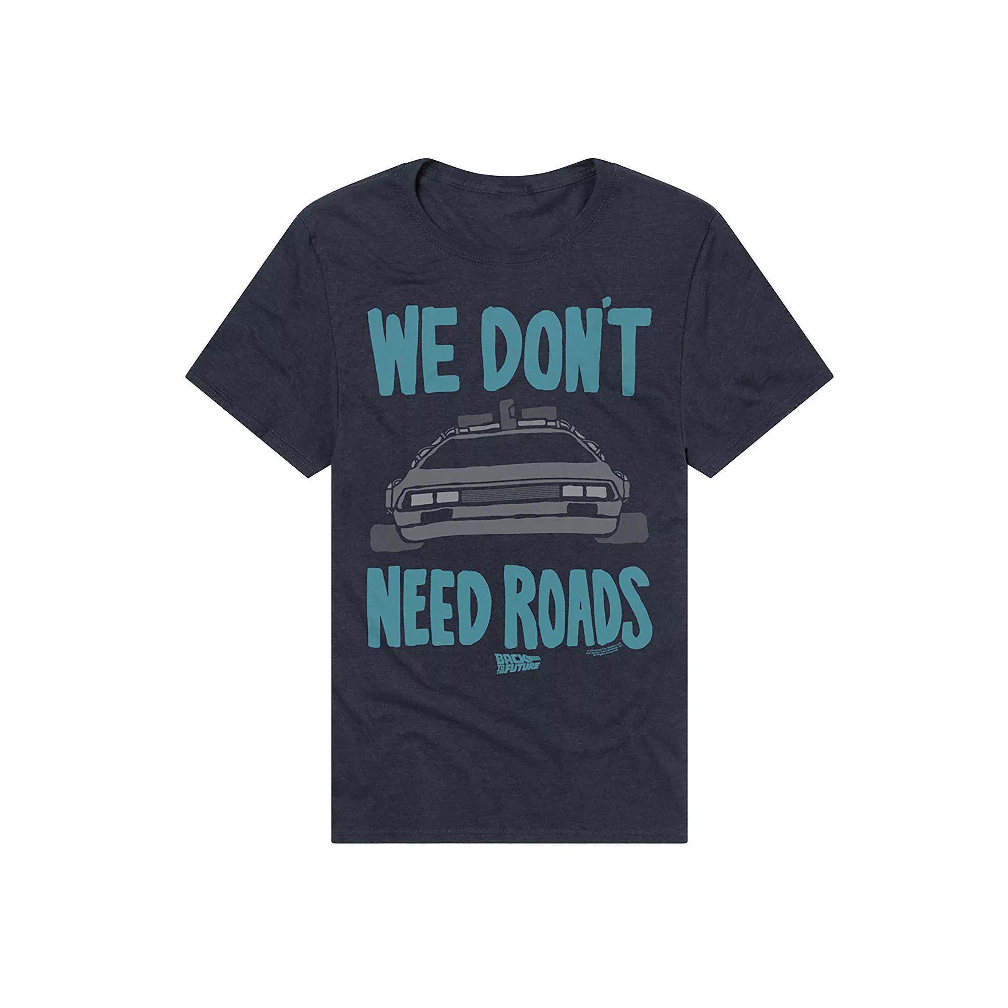 Men's Back To The Future No Roads Needed T-Shirt, Size: XL, Blue Product Image