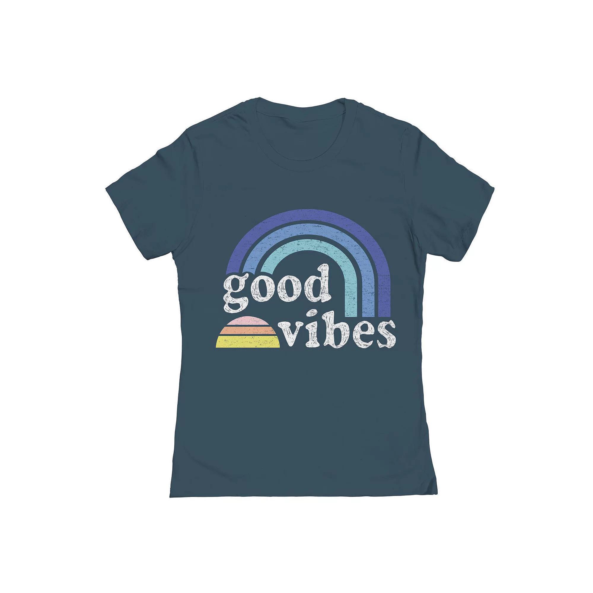 Juniors' Rainbow Vibes Graphic T-Shirt, Girl's, Size: Small, Heavy Grey Product Image