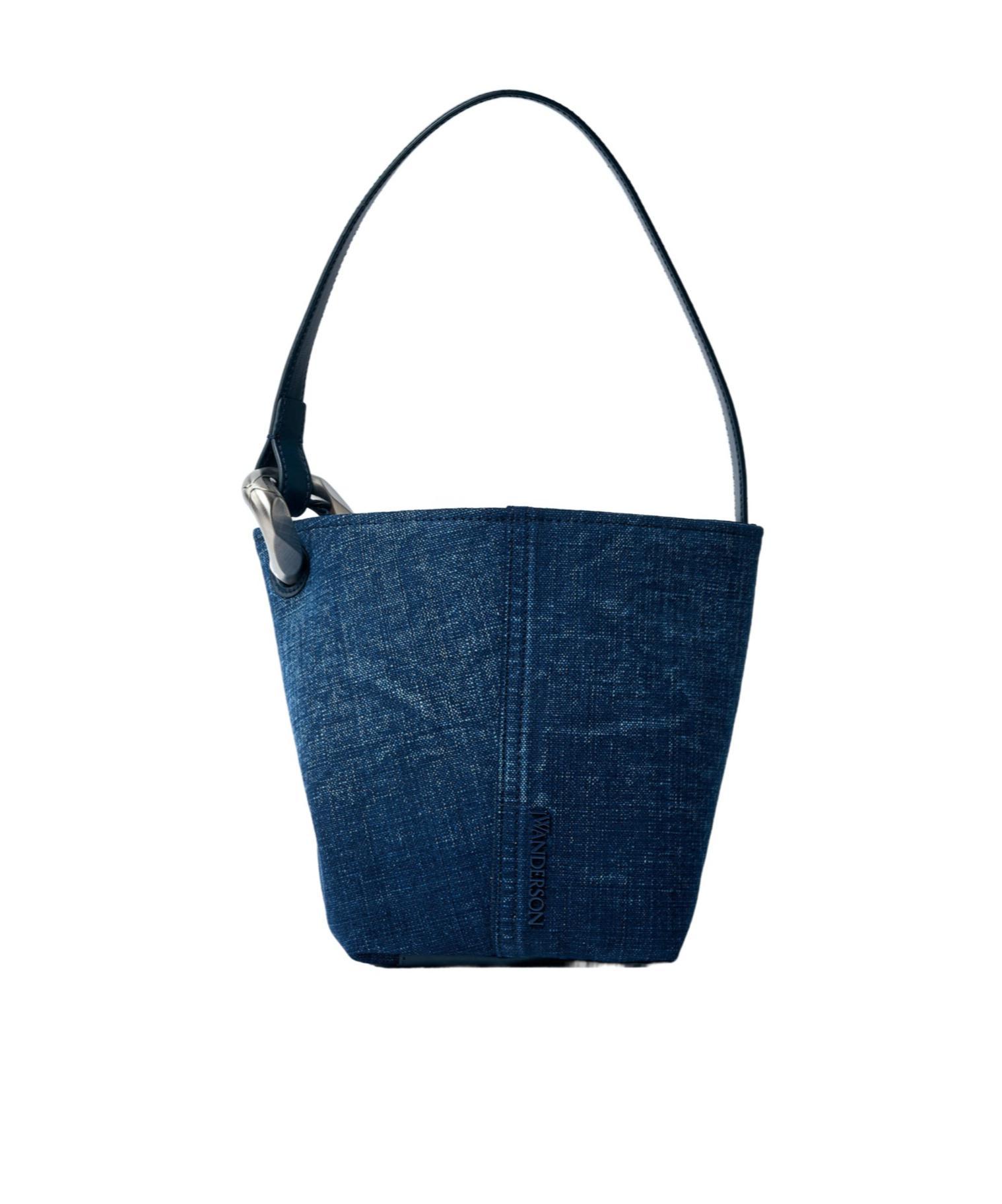 JW ANDERSON Small Jwa Denim Corner Bucket Bag In Blue Product Image