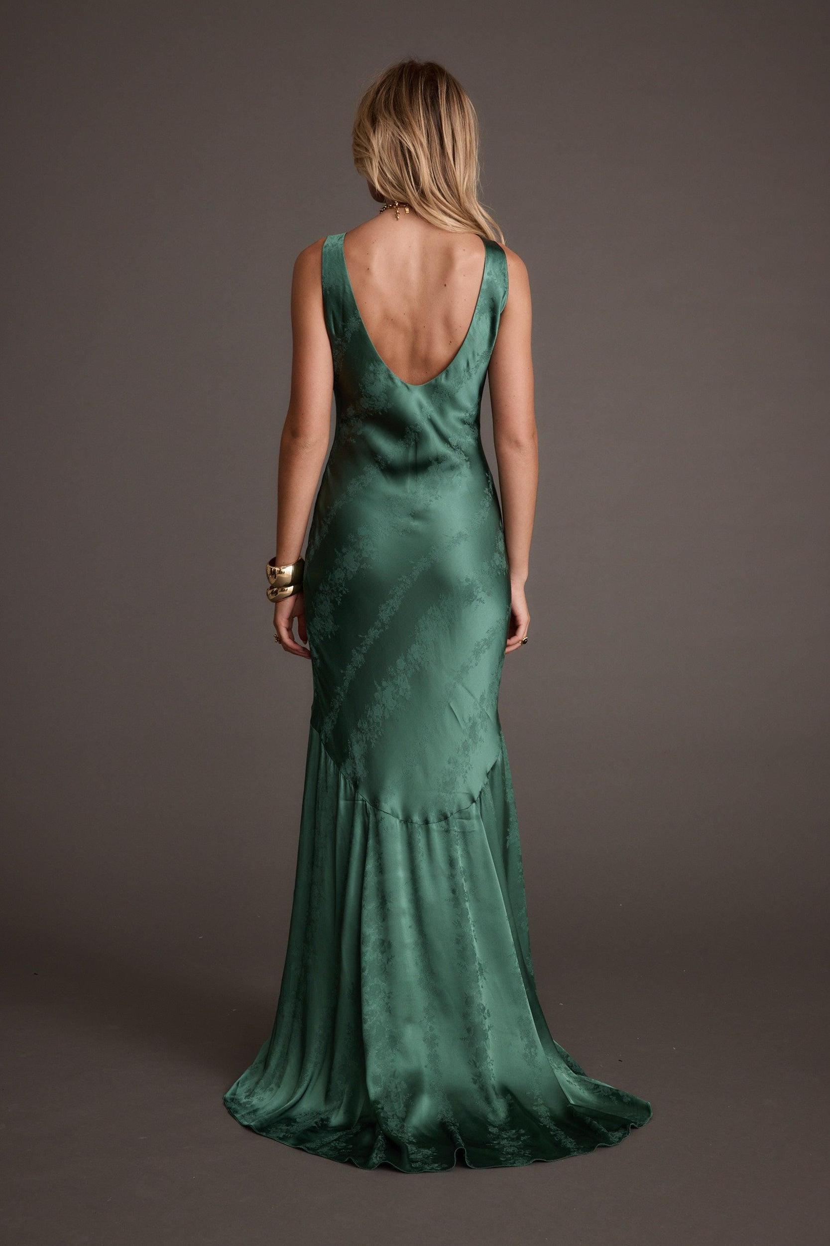 Willow Emerald Jacquard Maxi Dress Product Image