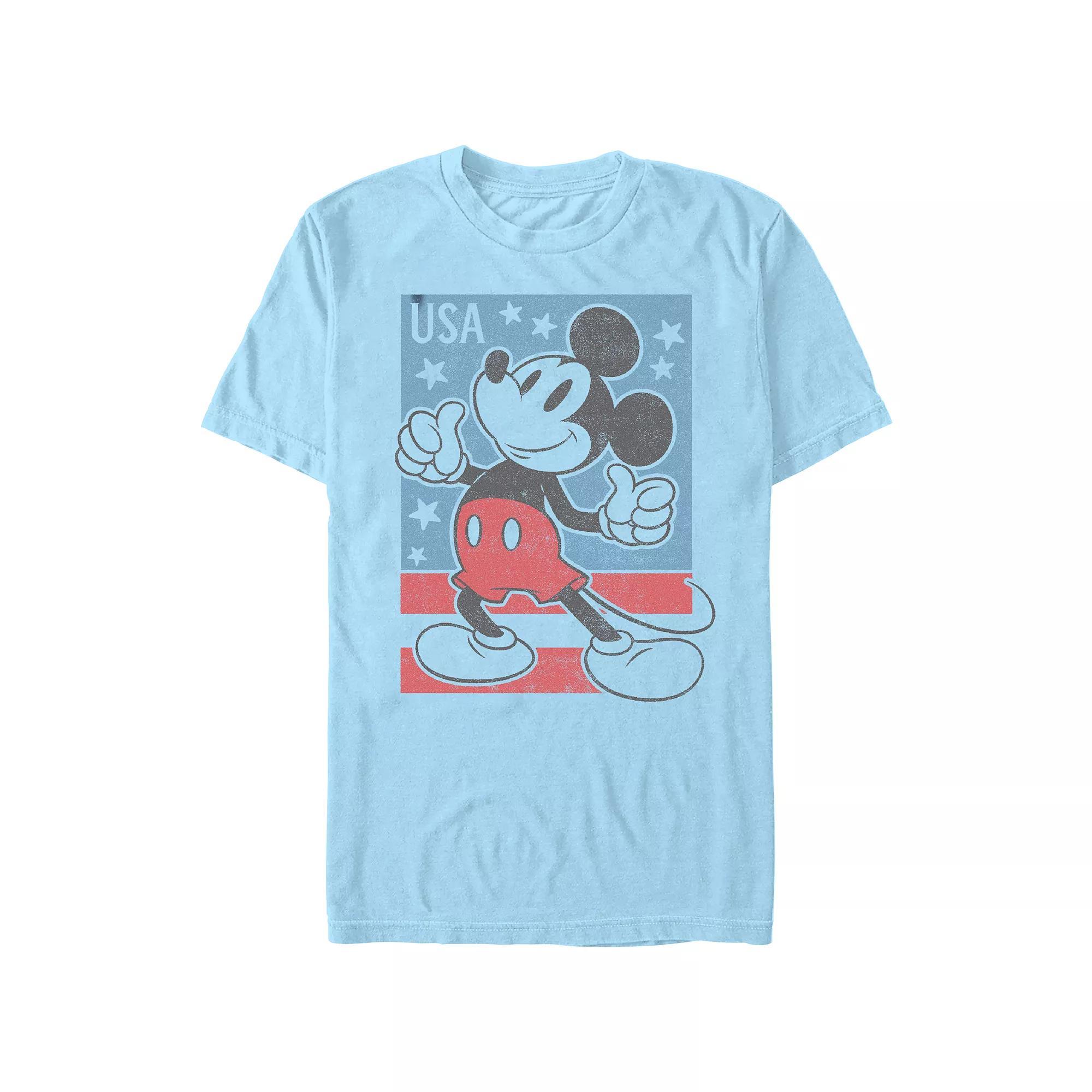 Disney's Mickey Mouse Men's USA Stamp Graphic Tee, Size: XXL, Light Blue Product Image