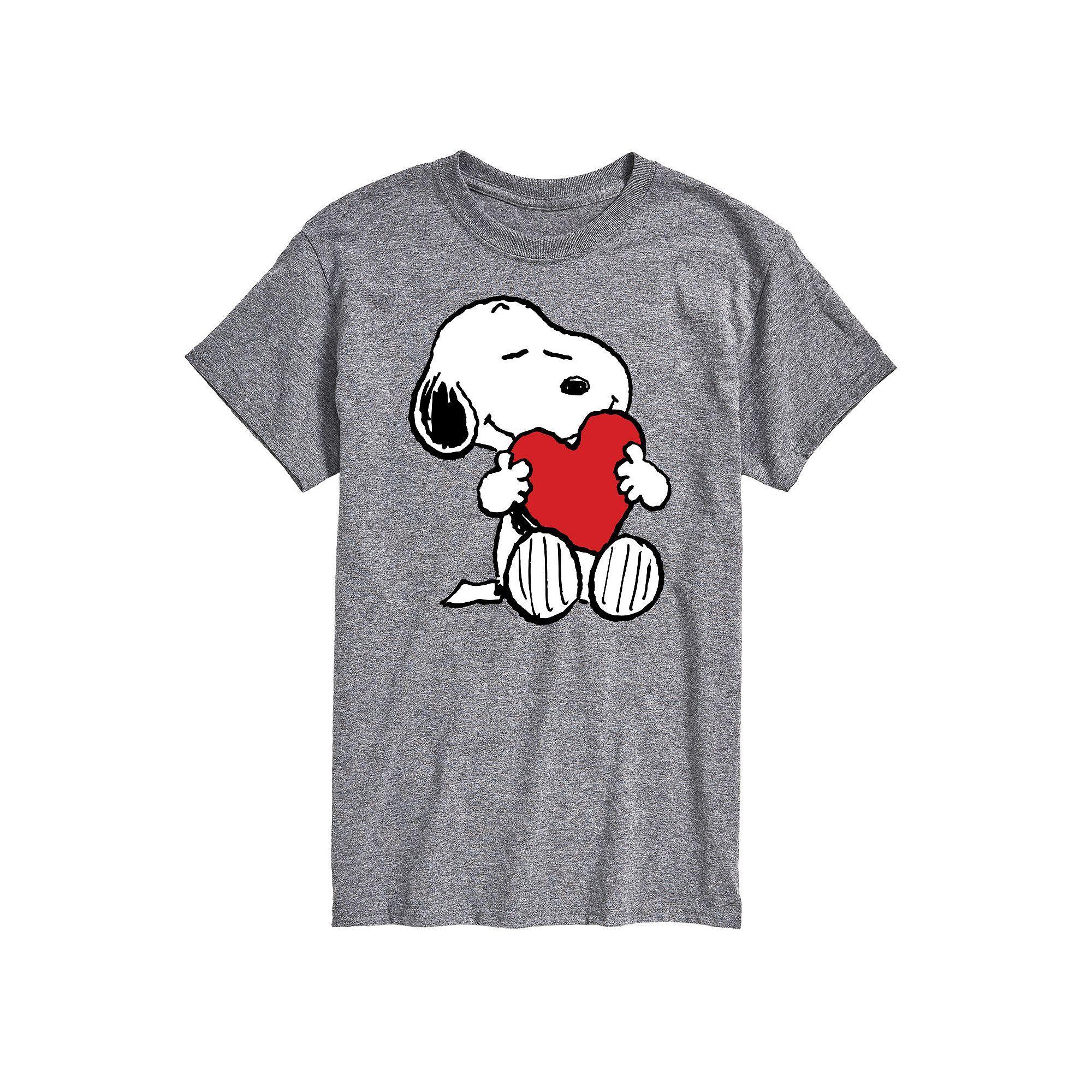 Men's Peanuts Valentine's Hugging Tee, Size: Medium, Gray Product Image