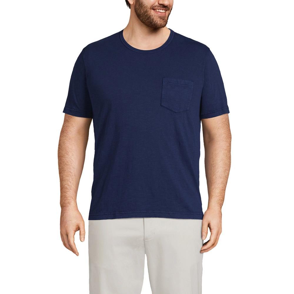 Mens Lands End Short Sleeve Pocket Tee Deep Blue Product Image