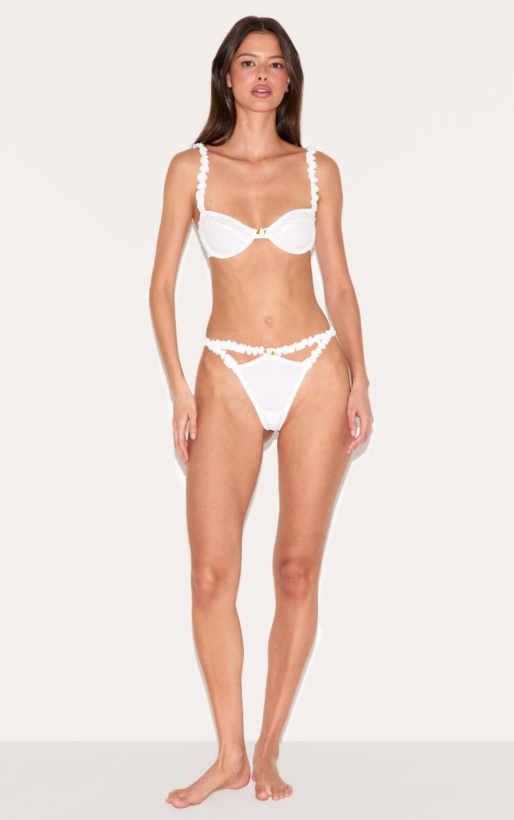 Cream Ribbed Frill Underwired Lingerie Set Product Image