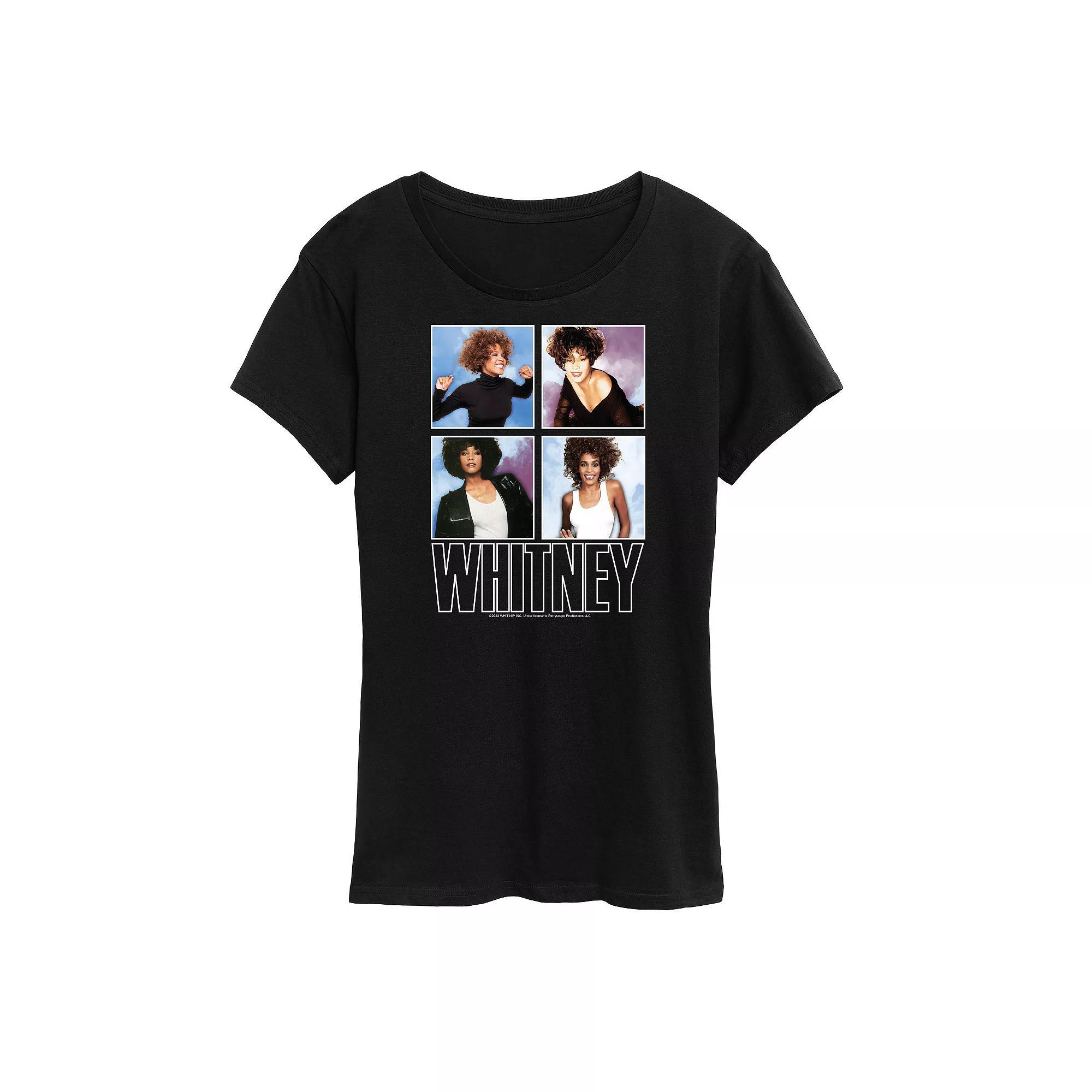 Womens Whitney Houston Grid Graphic Tee Grey Blue Product Image