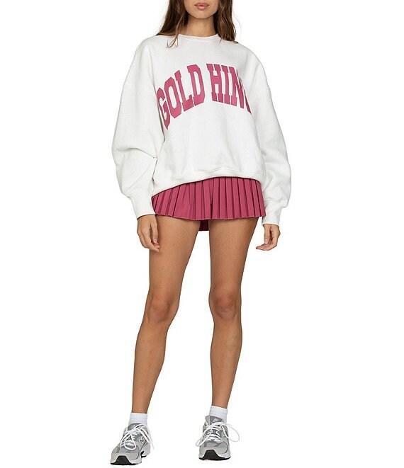 GOLD HINGE Wide Arm Crew Neck Long Sleeve Logo Sweatshirt Product Image