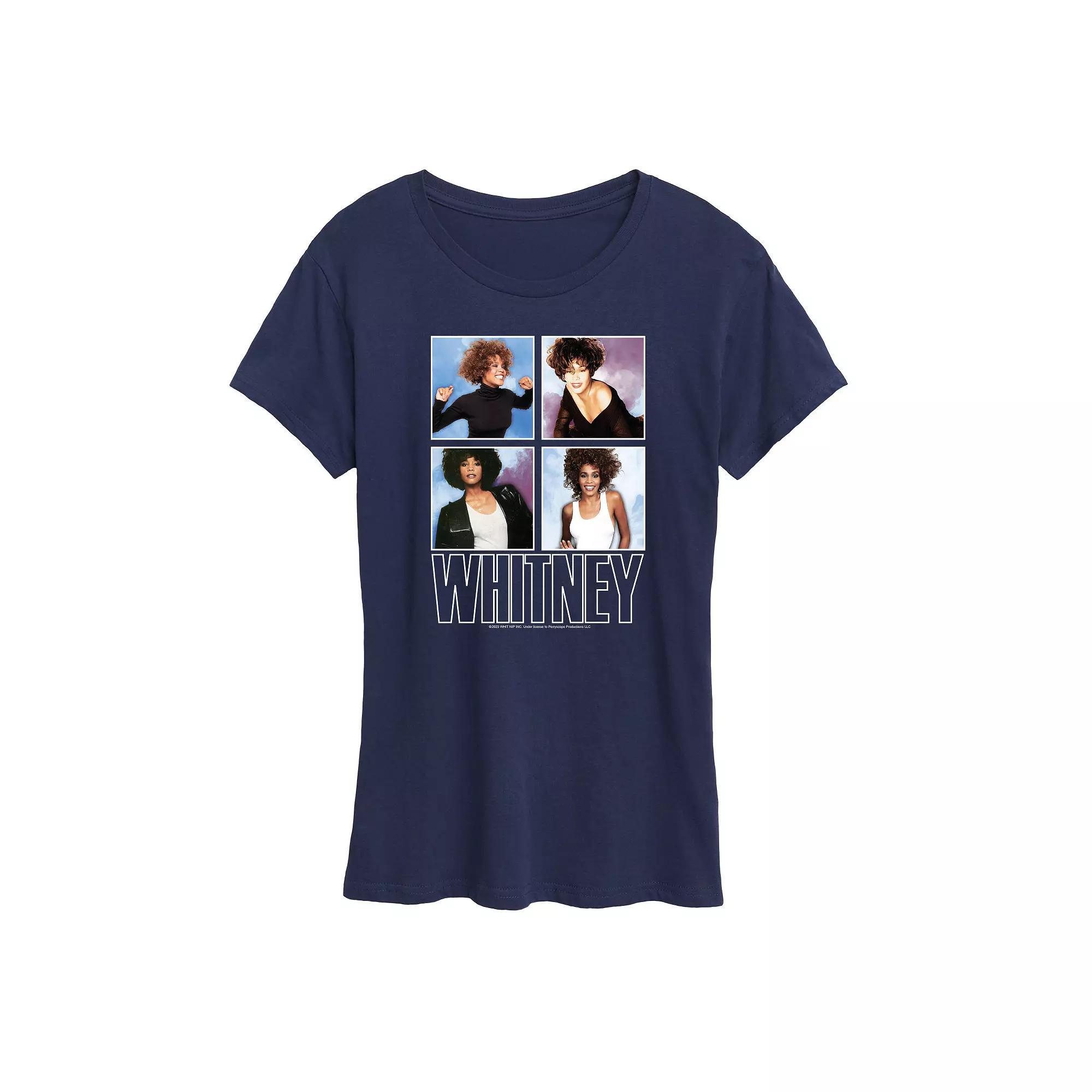 Womens Whitney Houston Grid Graphic Tee Grey Blue Product Image