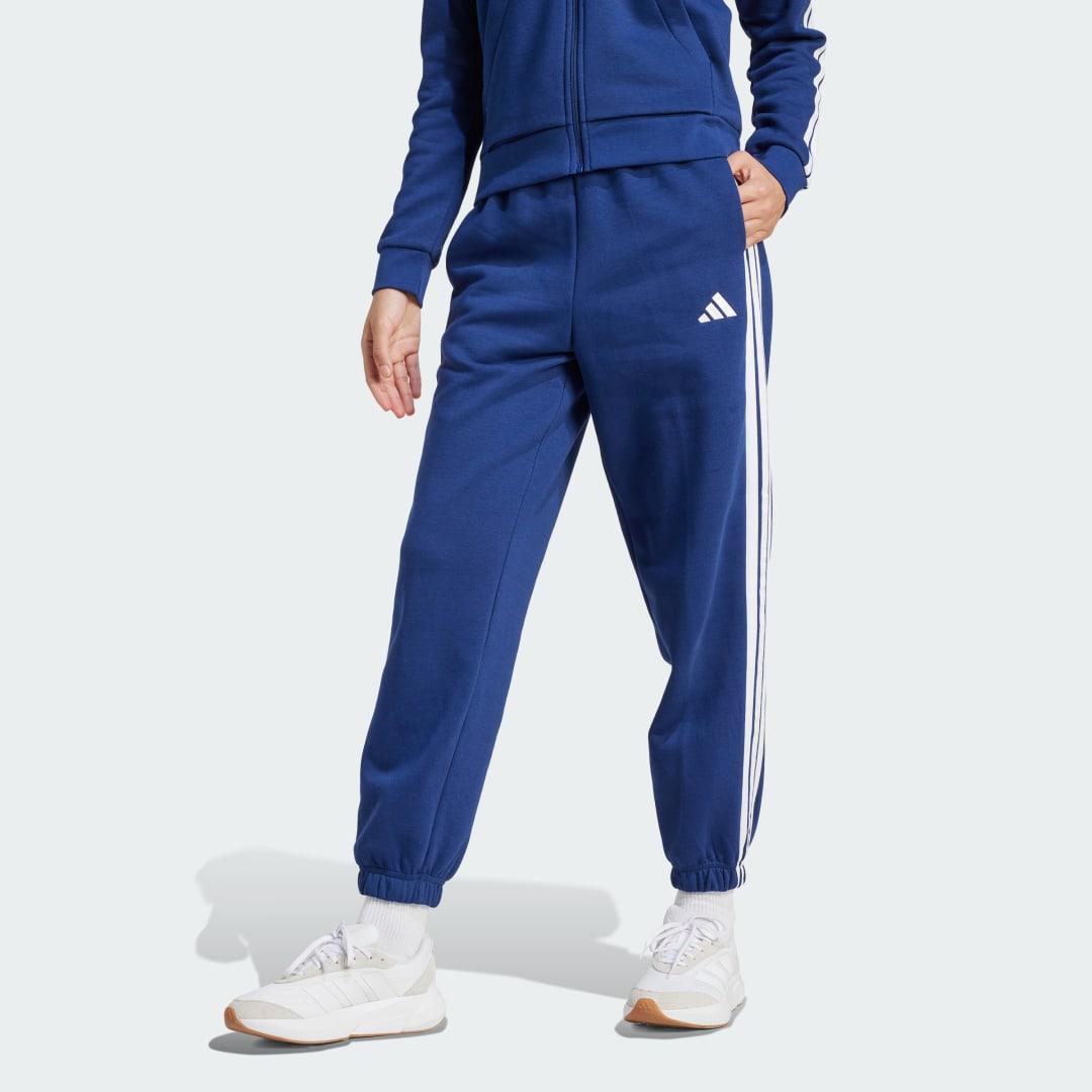 adidas Essentials 3-Stripes Fleece Loose-Fit Pants Medium Grey Heather XS Womens Product Image