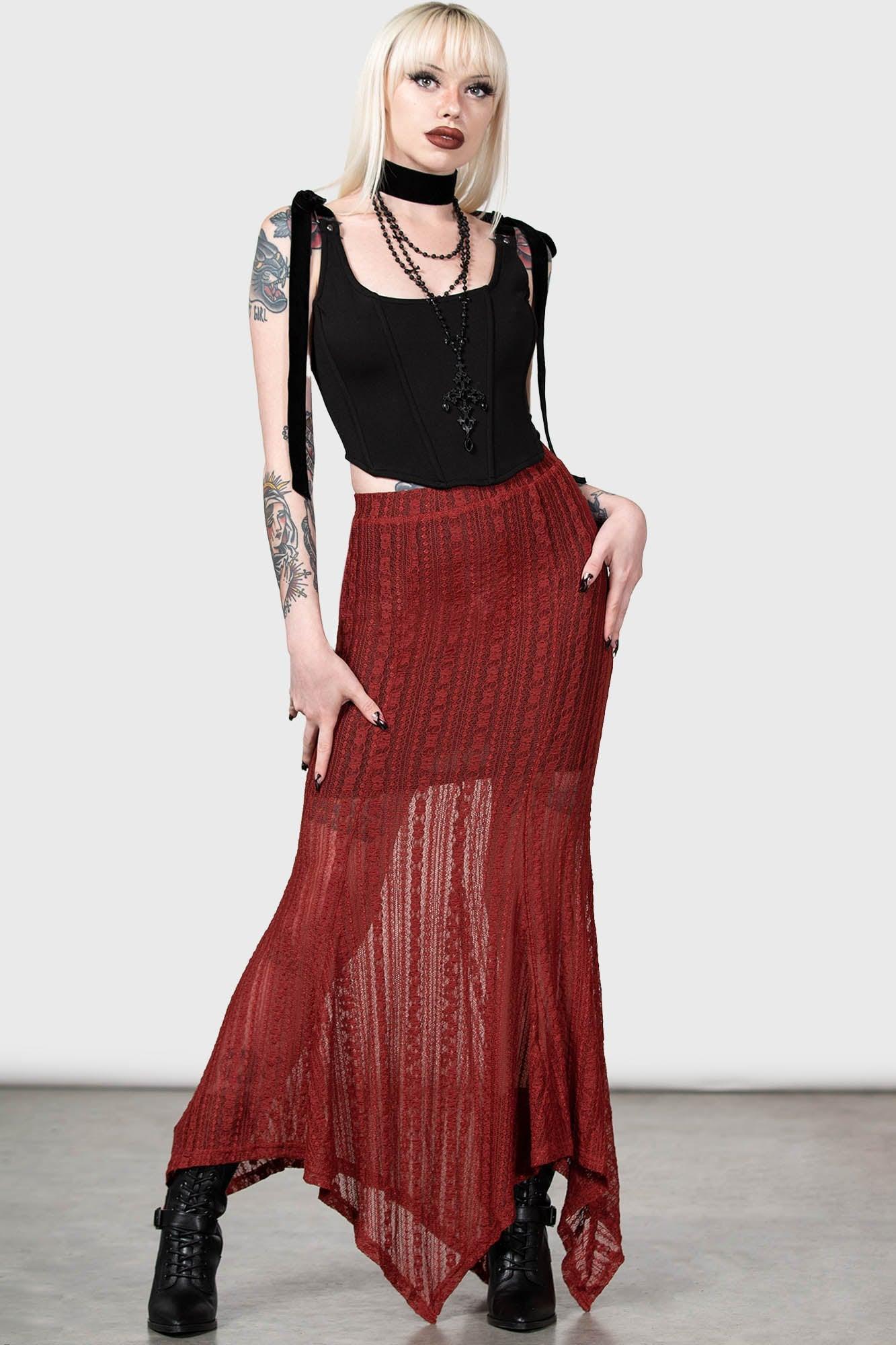 Juliet's Betrayal Maxi Skirt [RED] Female Product Image