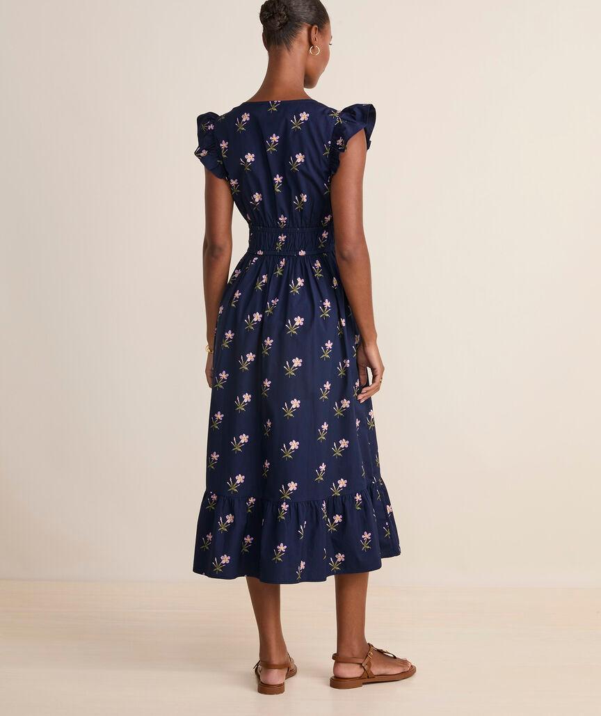 Marina Poplin Flutter-Sleeve Midi Dress Product Image