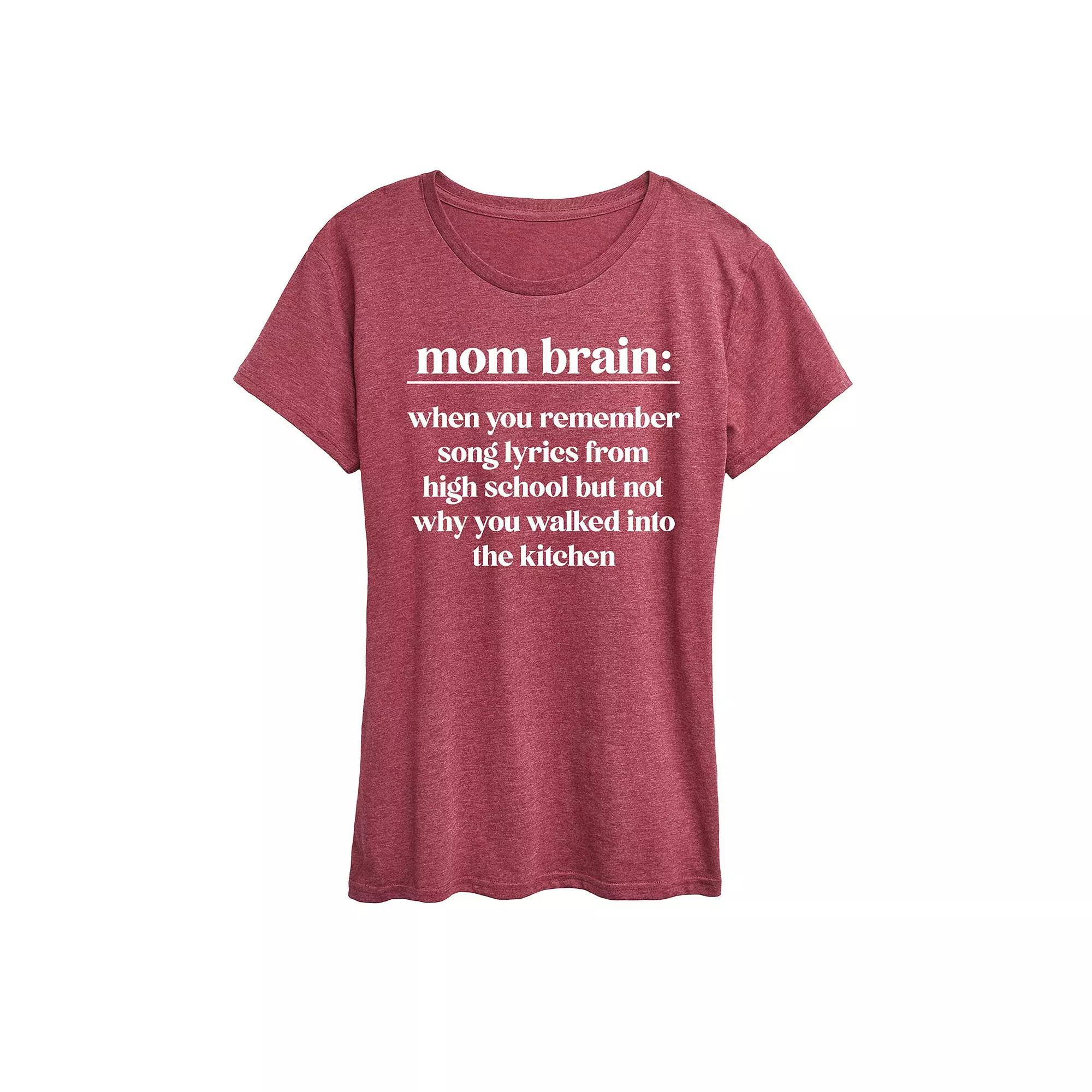 Womens Mom Brain Definition Graphic Tee, Girls Grey Wine Product Image