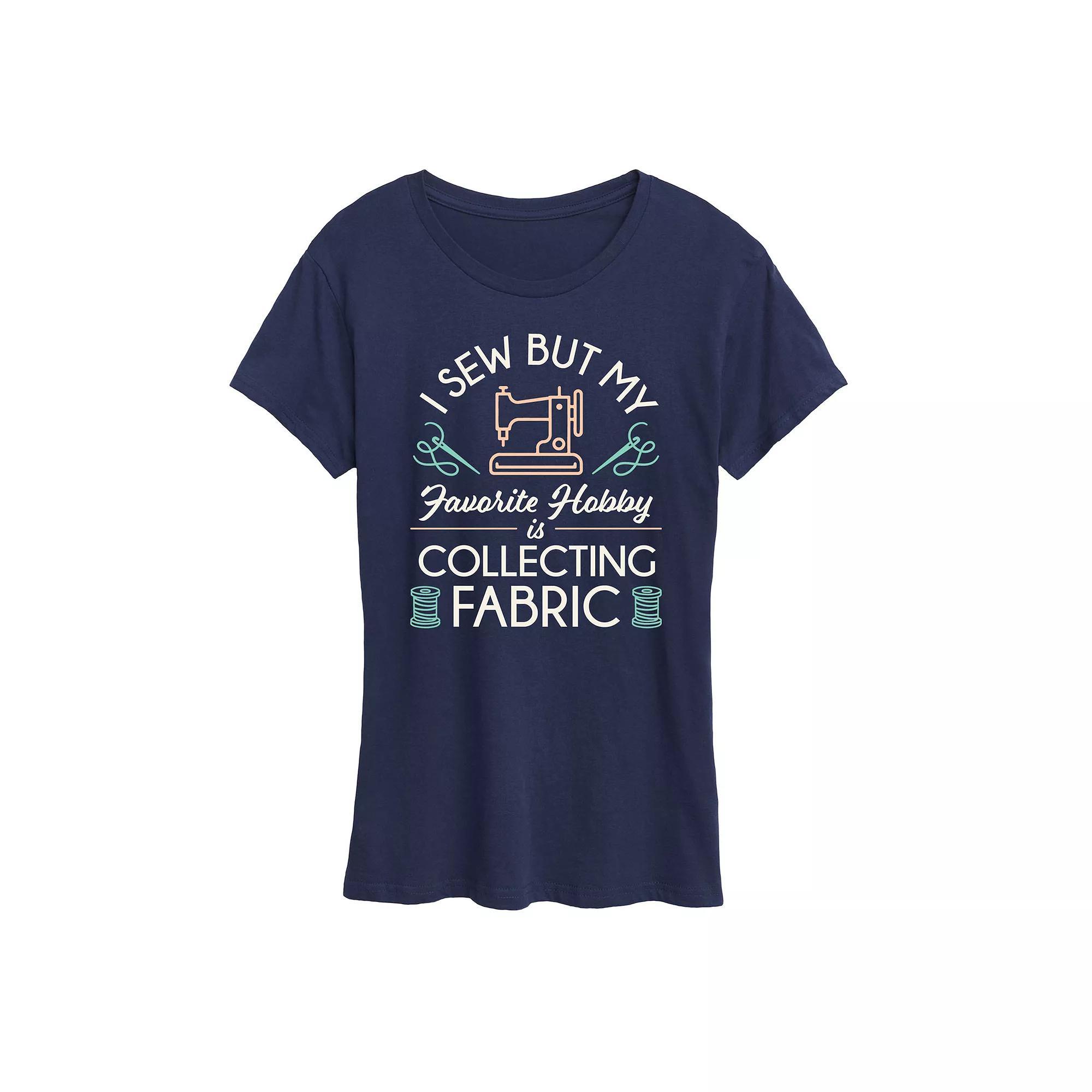 Womens My Hobby Is Collecting Fabric Graphic Tee Blue Product Image