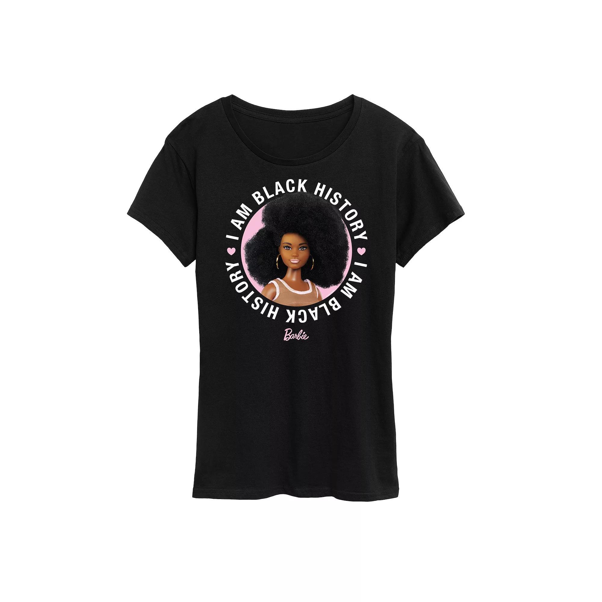 Womens Barbie I Am Black History Graphic Tee Grey Royal Blue Product Image