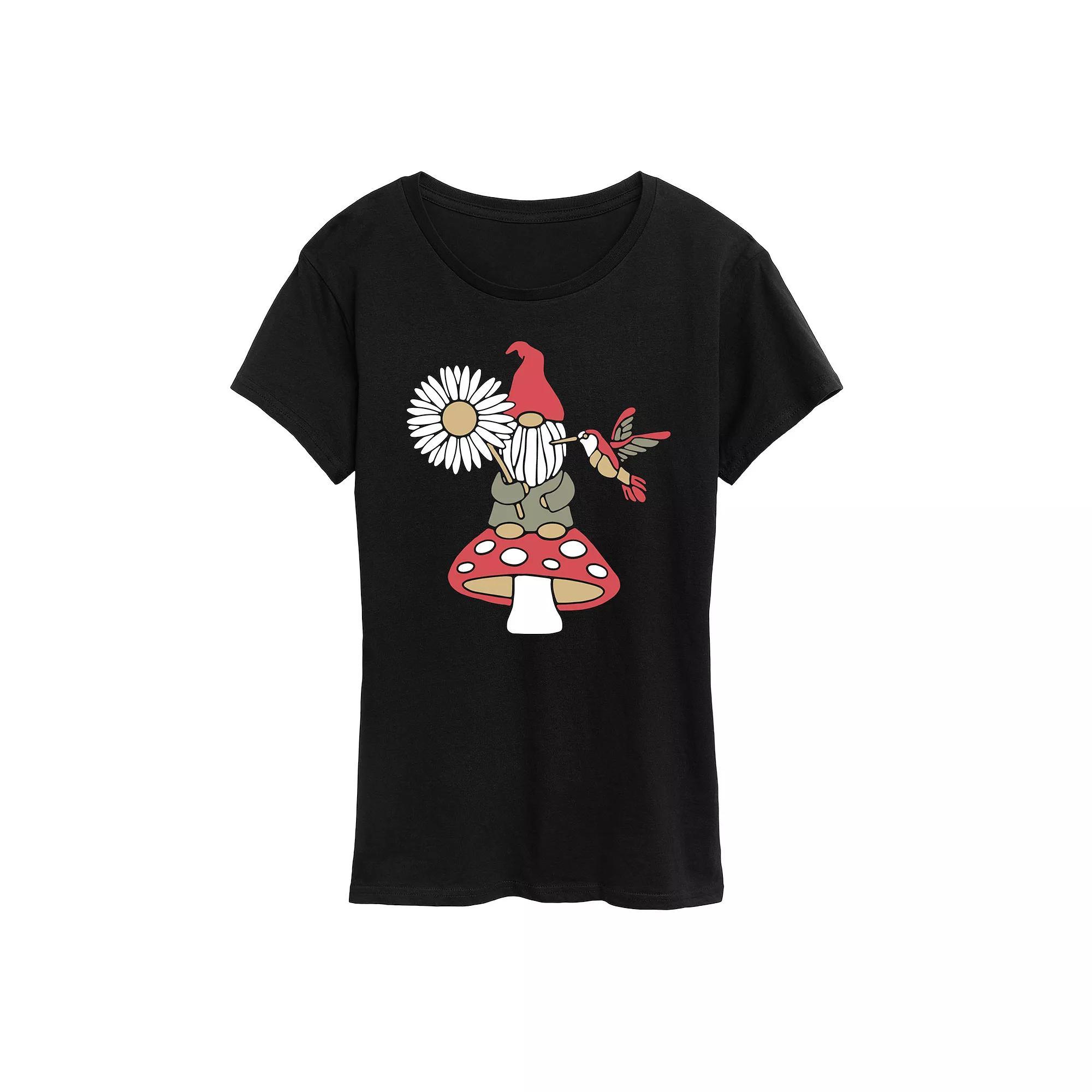 Womens Mushroom Gnome Graphic Tee Blue Product Image