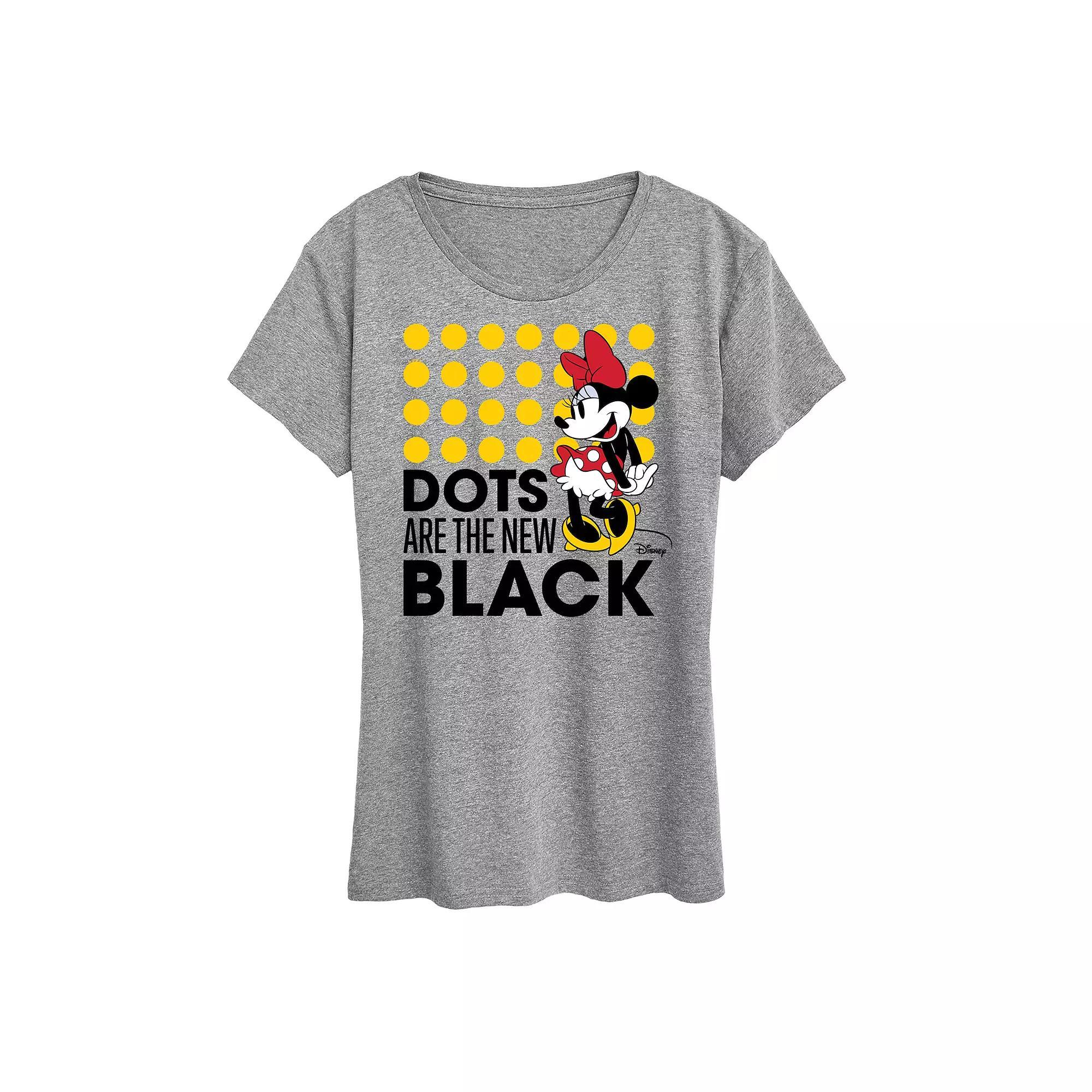 Disneys Minnie Mouse Dots Are The New Black Graphic Tee, Womens Grey Gray Product Image