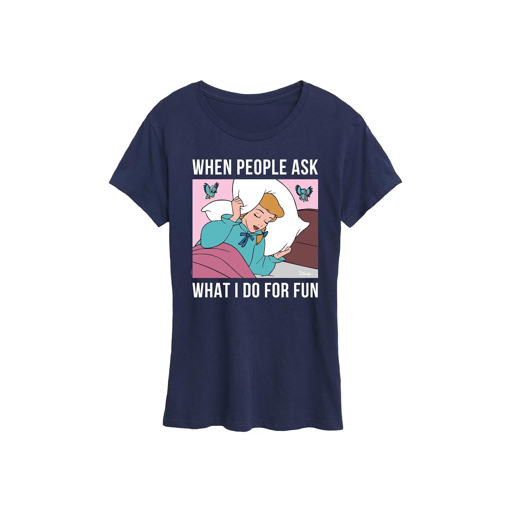 Disney Princess Aurora Women's Sleeping Graphic Tee, Girl's, Size: Medium, Blue Product Image