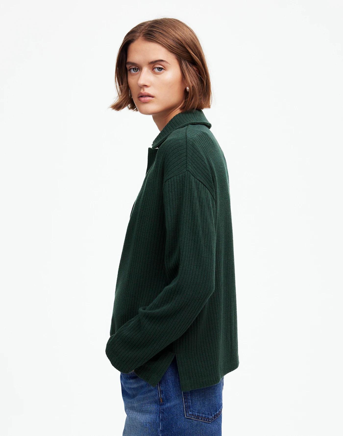 Relaxed Long-Sleeve Polo Tee Product Image