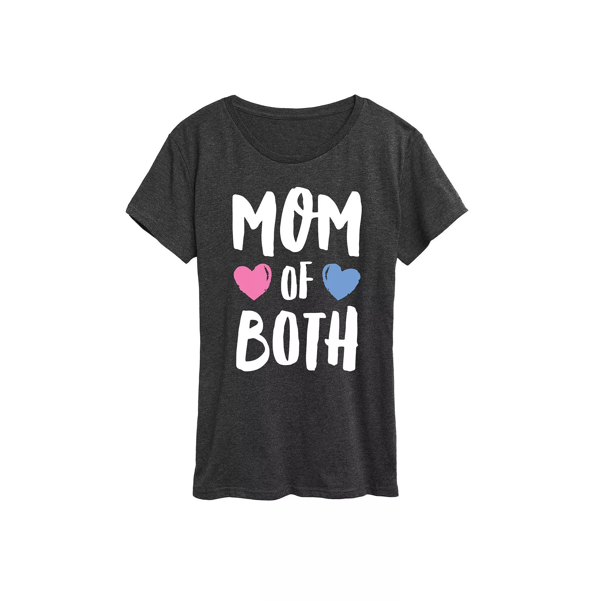 Womens Mom of Both Graphic Tee, Girls Heather Grey Product Image