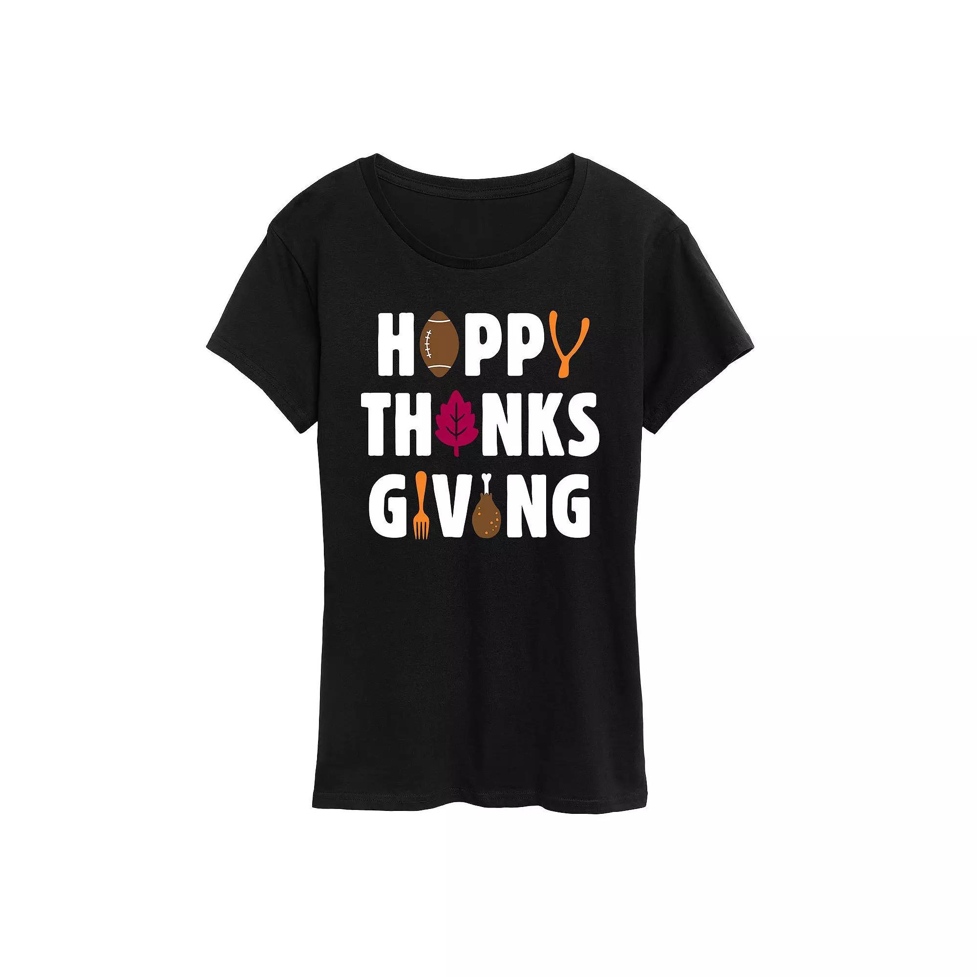 Womens Happy Thanksgiving Icons Graphic Tee Product Image