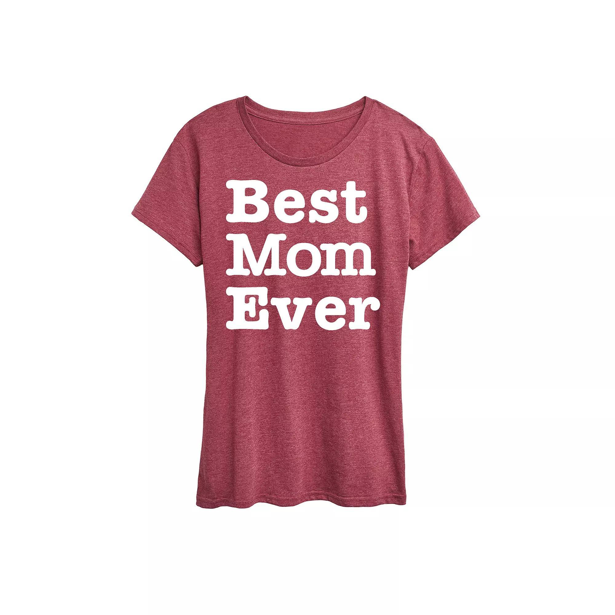 Womens Best Mom Ever Graphic Tee Grey Dark Red Product Image
