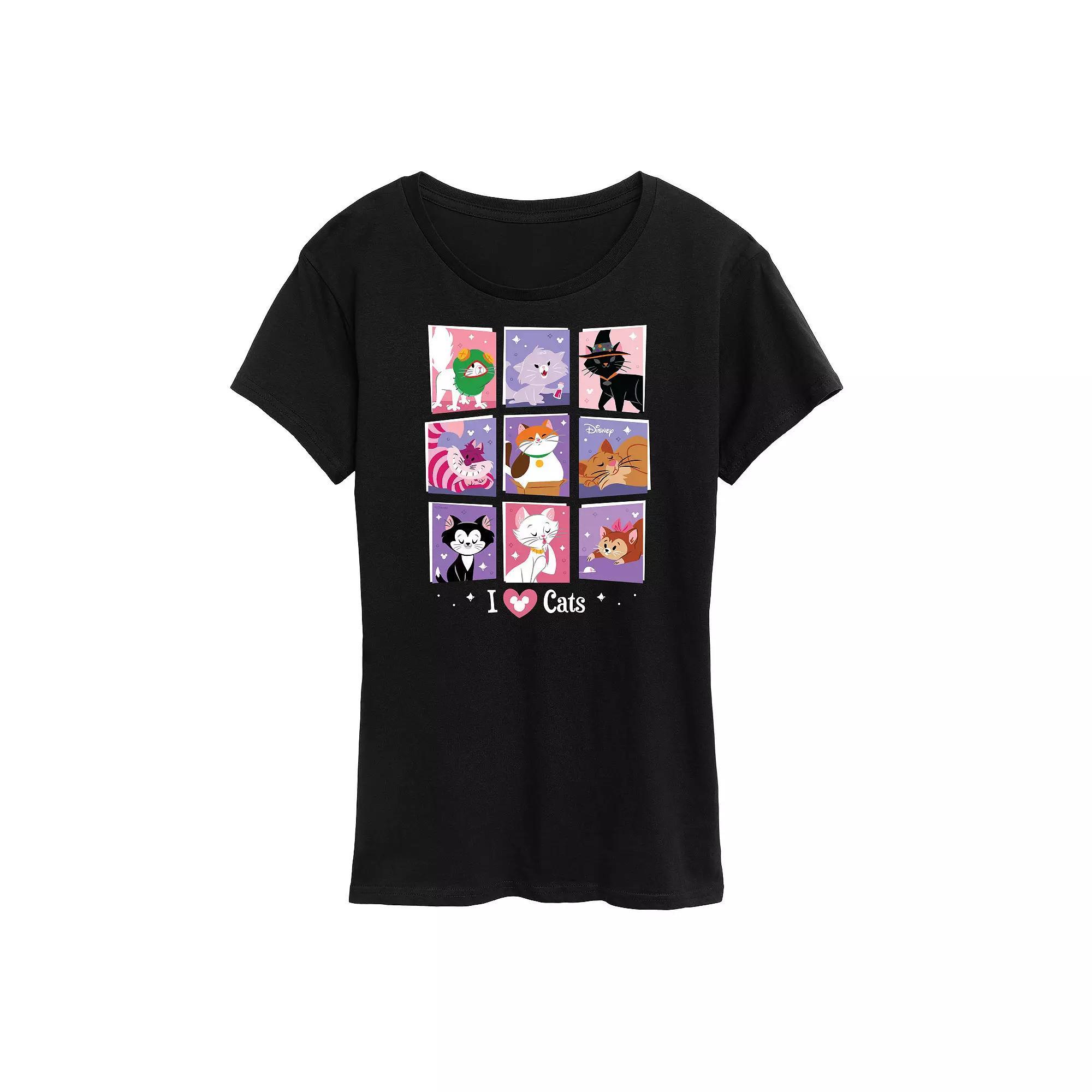 Disney Cats Womens Grid Graphic Tee, Girls Blue Product Image