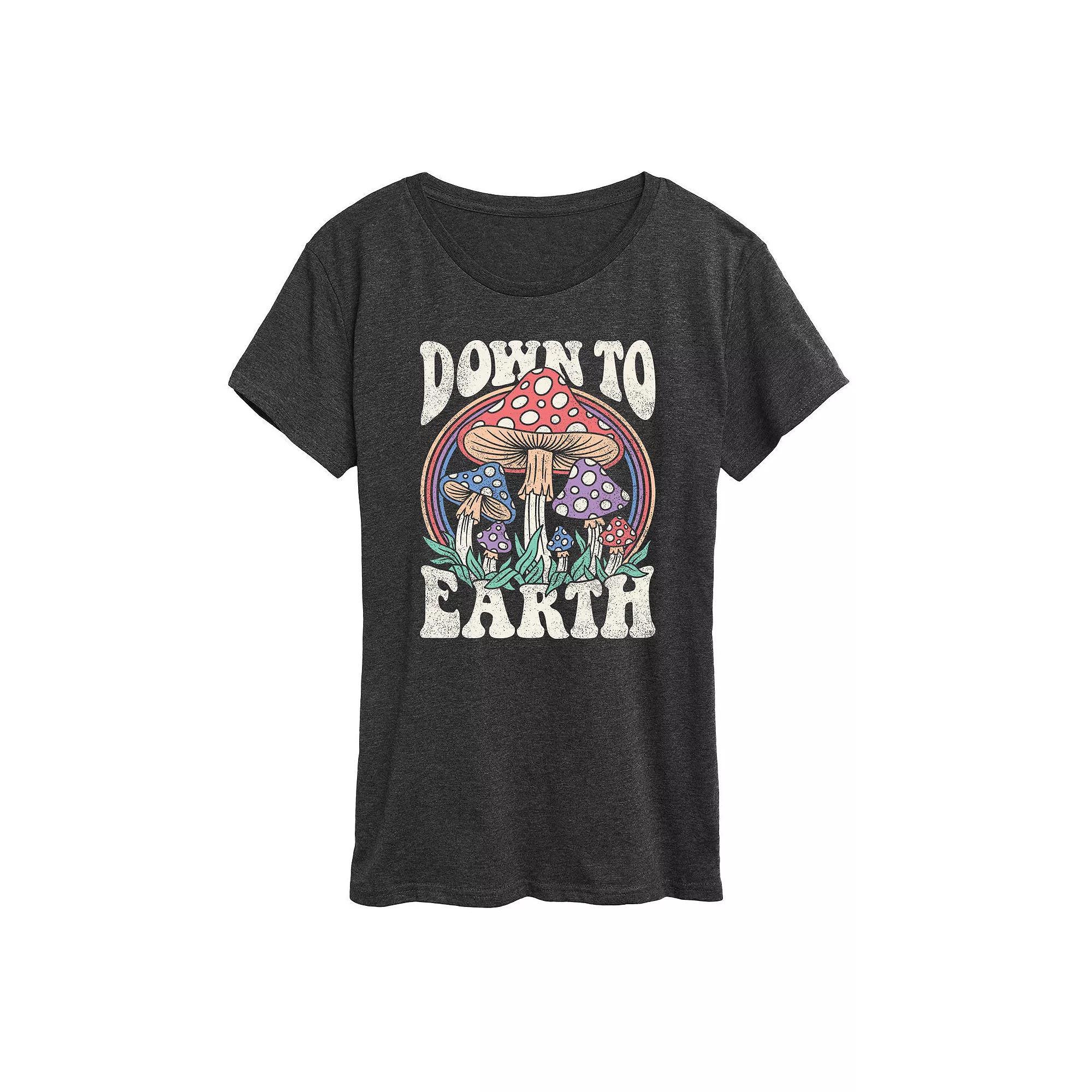 Women's Down To Earth Mushrooms Graphic Tee, Girl's, Size: Medium, Heather Grey Product Image