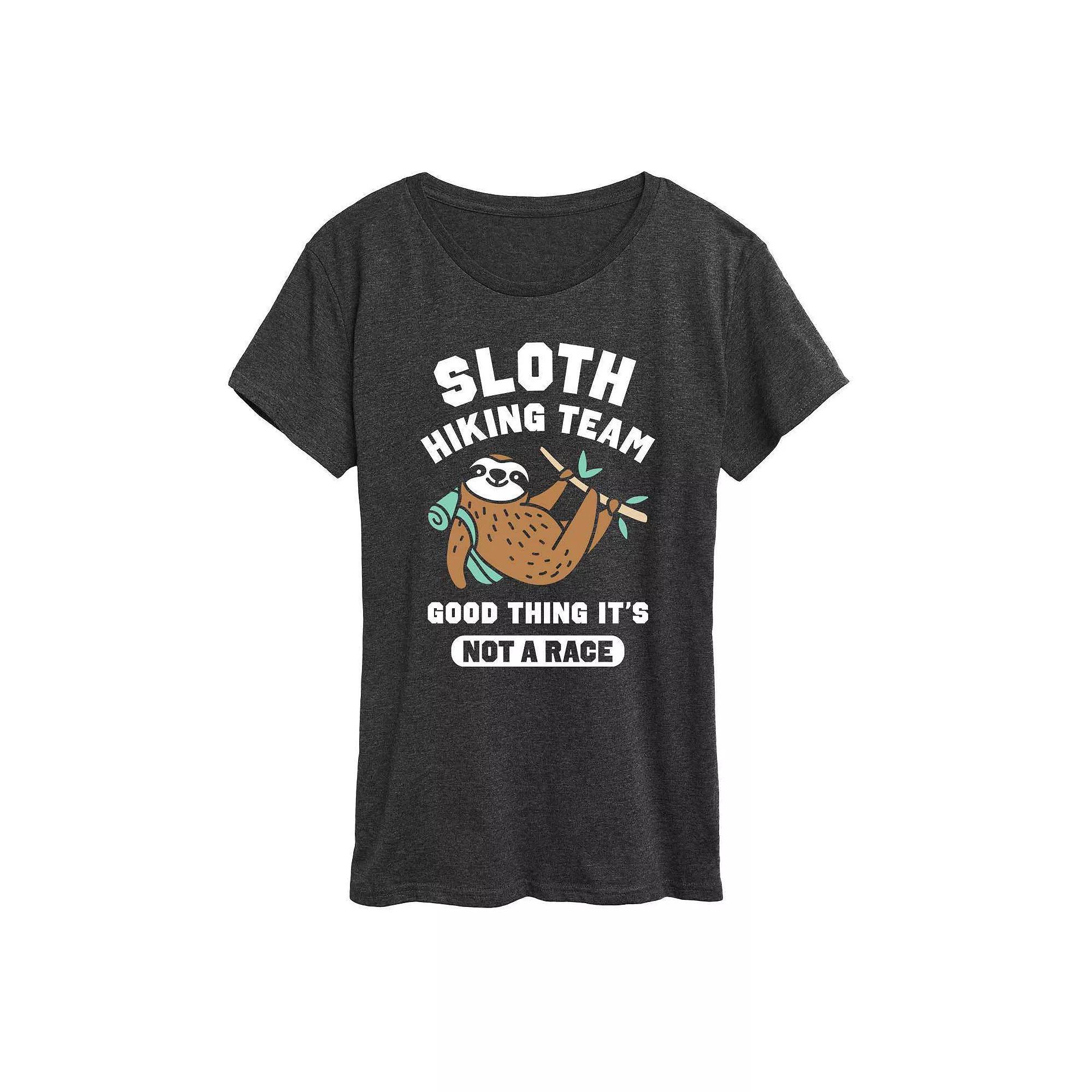Womens Sloth Hiking Team Graphic Tee, Girls Heather Grey Product Image