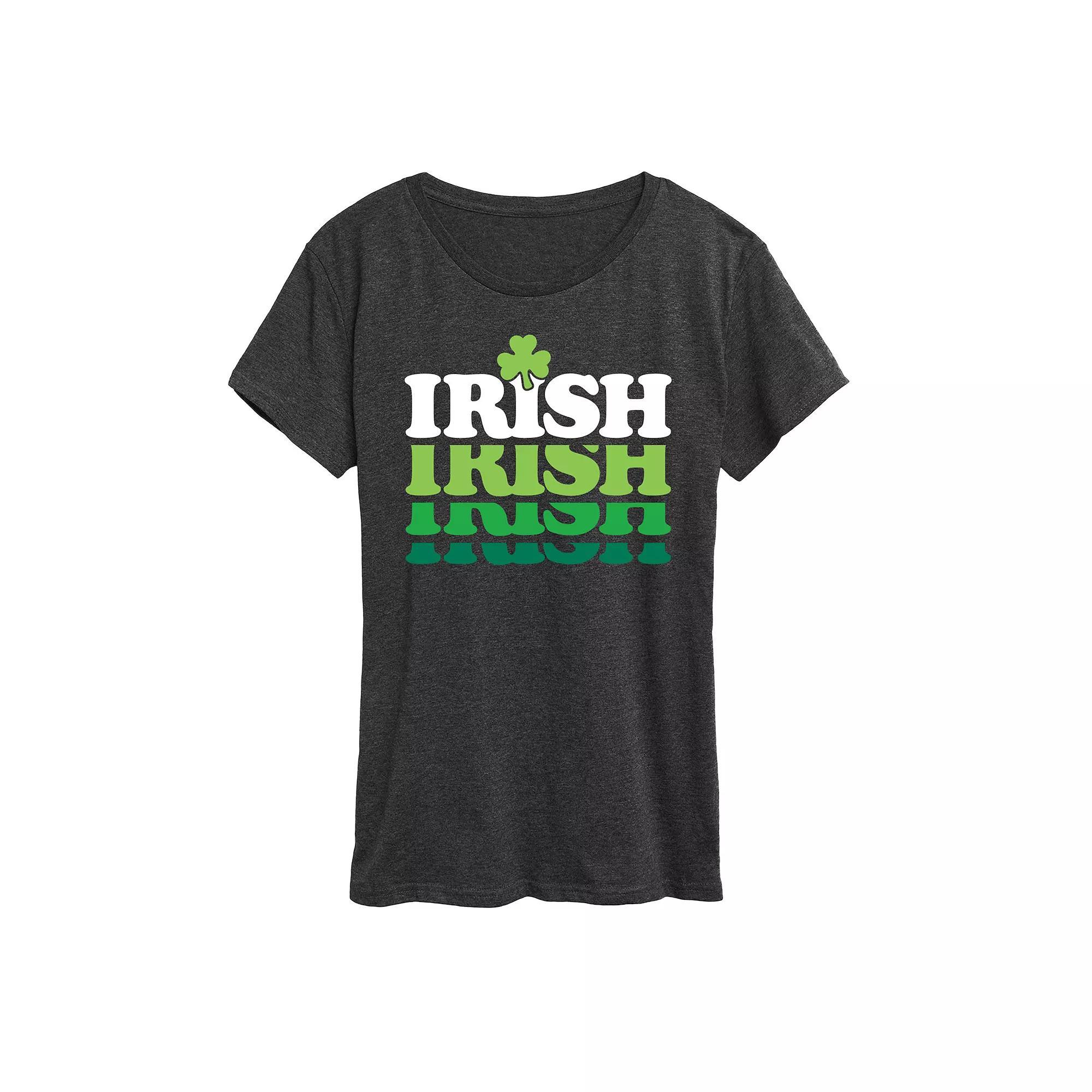 Womens Irish Retro Repeat Graphic Tee Heather Grey Product Image