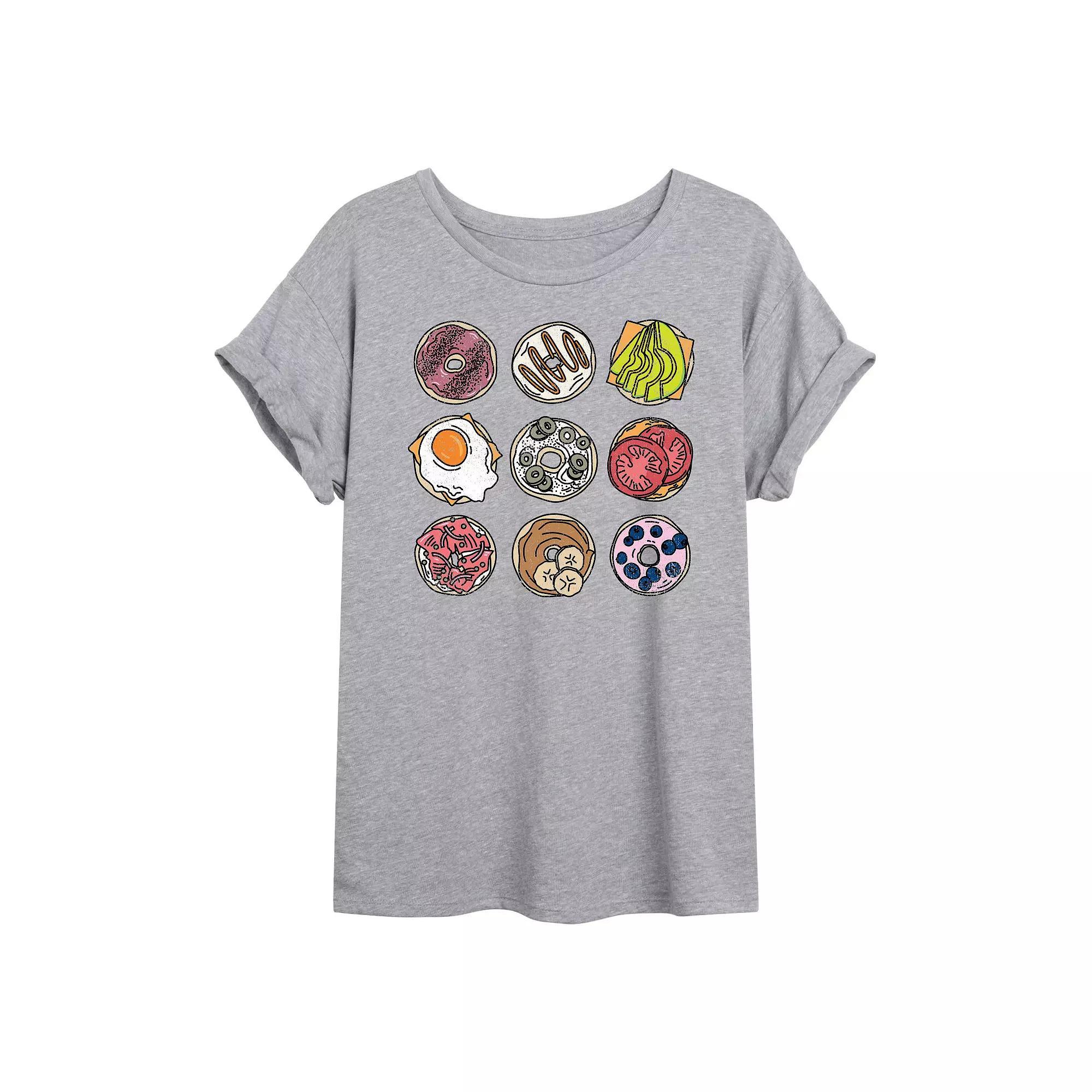 Juniors Bagel Grid Oversized Tee, Girls Grey Gray Product Image