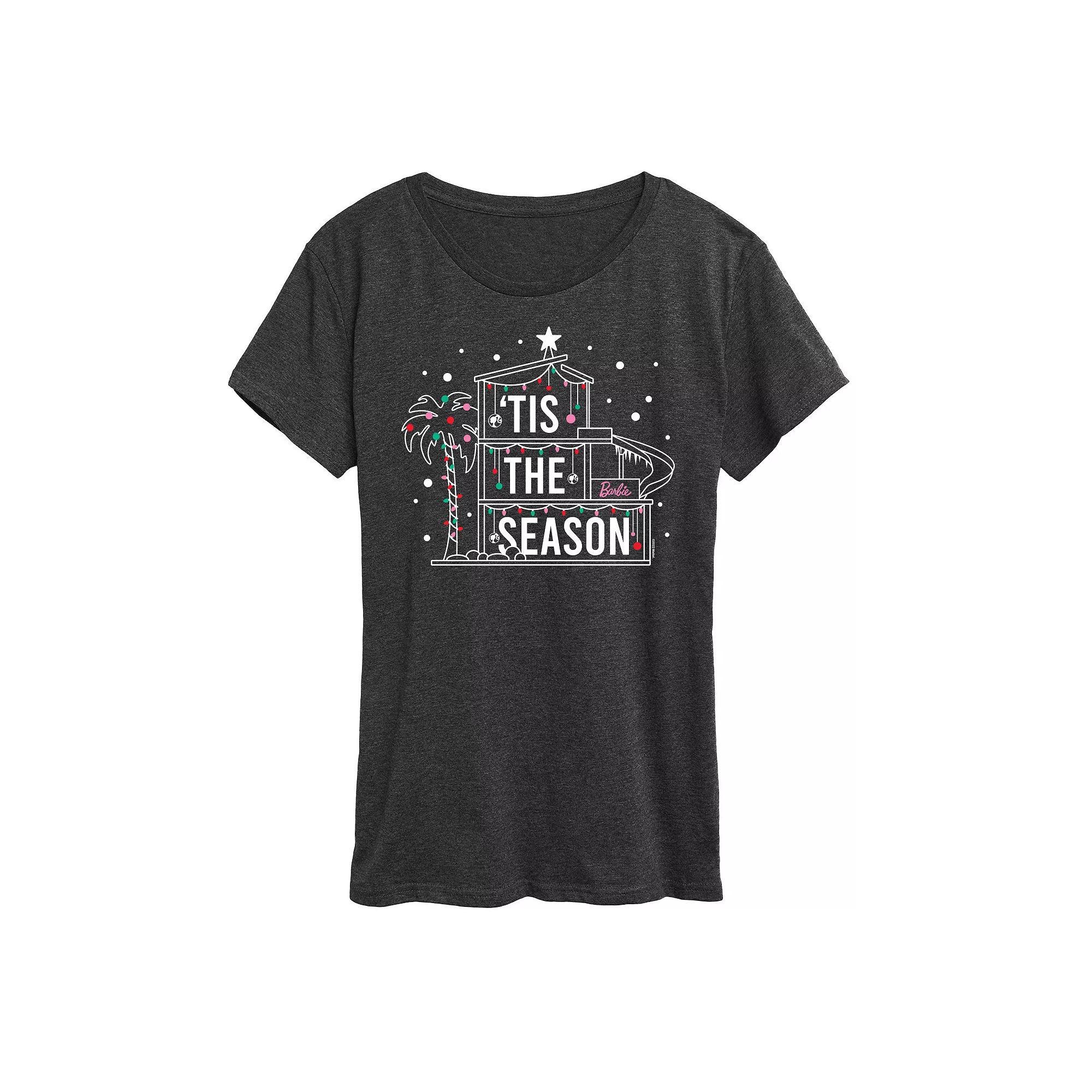 Womens Barbie Tis The Season Dreamhouse Graphic Tee, Girls Blue Product Image