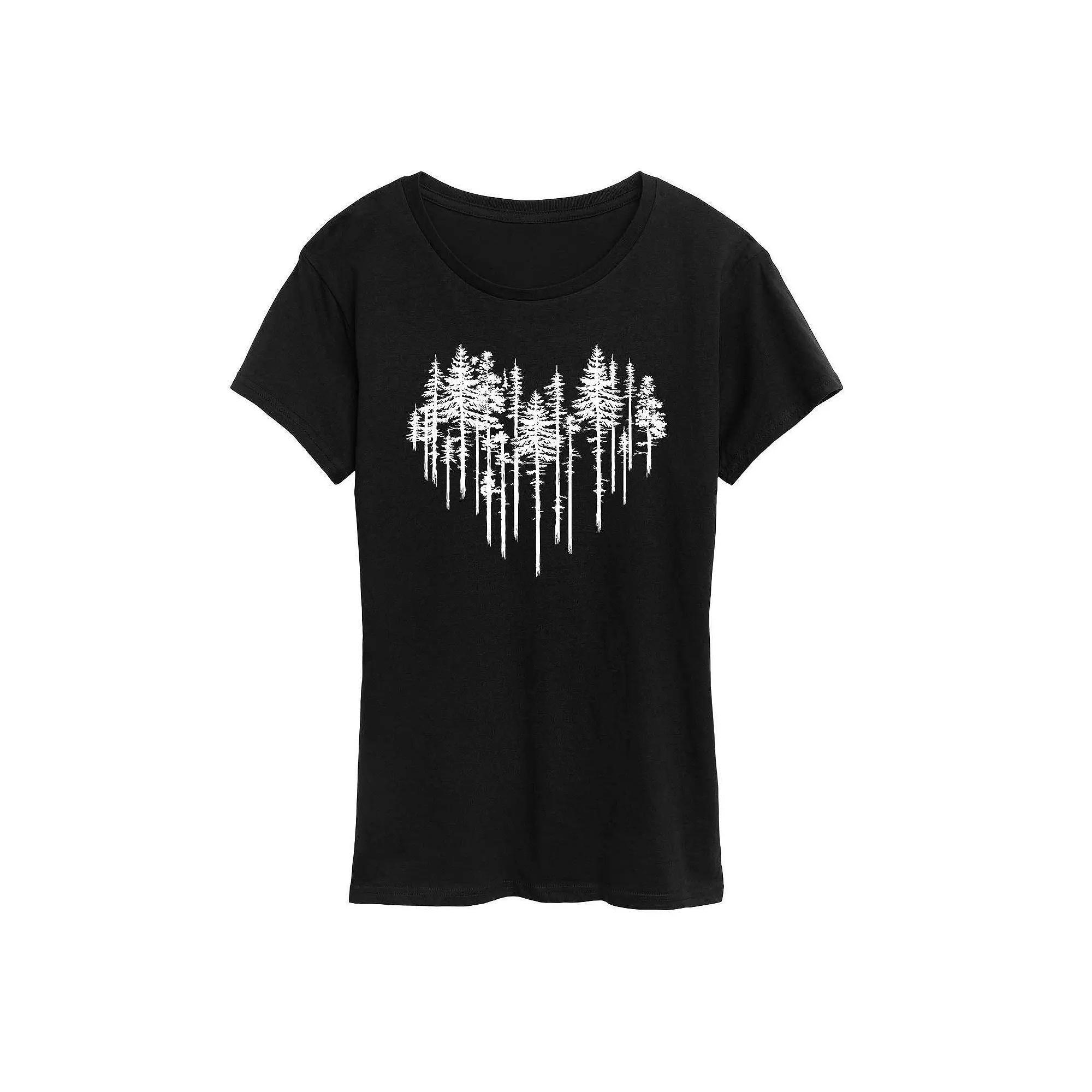 Womens Heart Trees Graphic Tee, Girls Grey Blue Product Image
