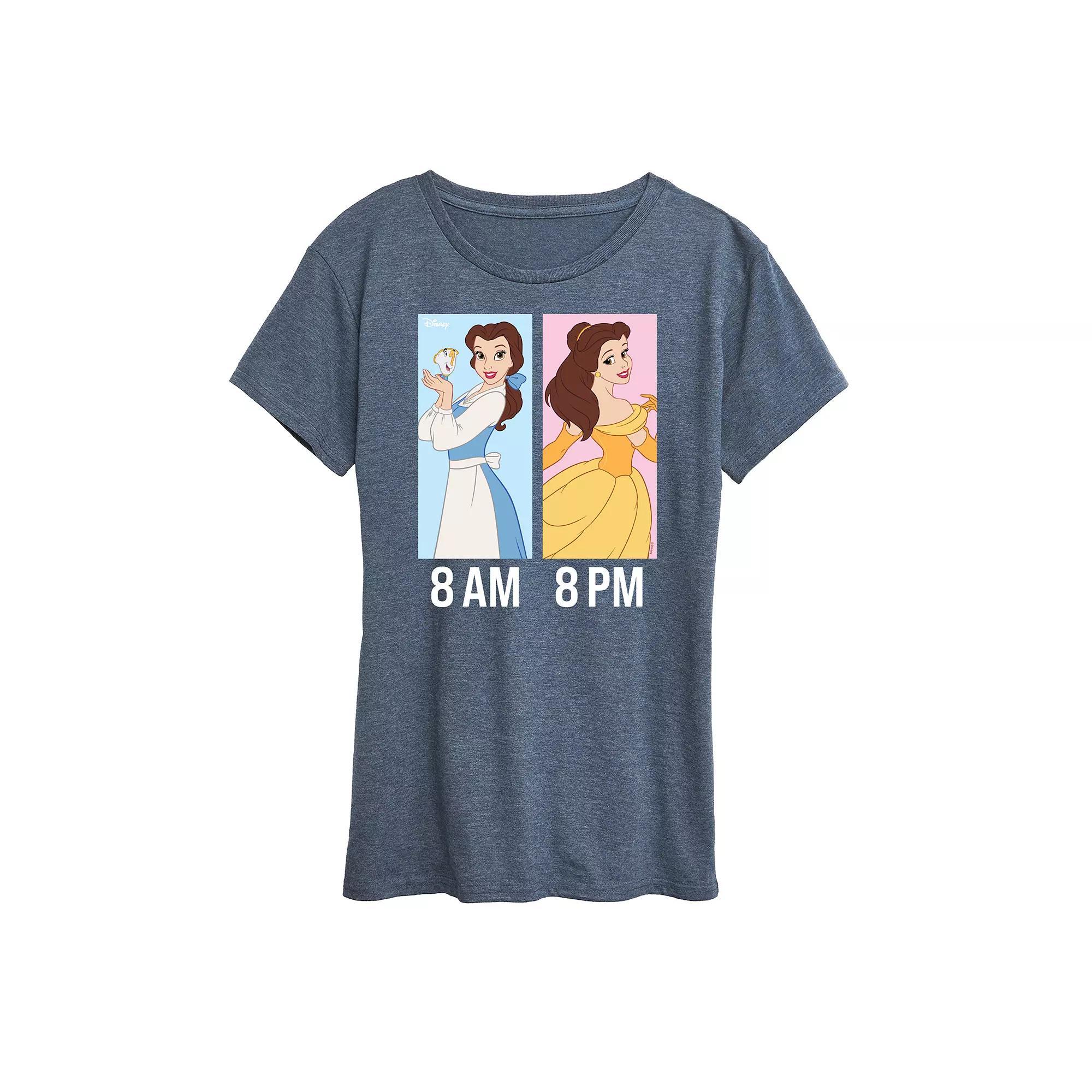 Disney Princess Belle Women's AM to PM Graphic Tee, Size: Small, Grey Blue Product Image