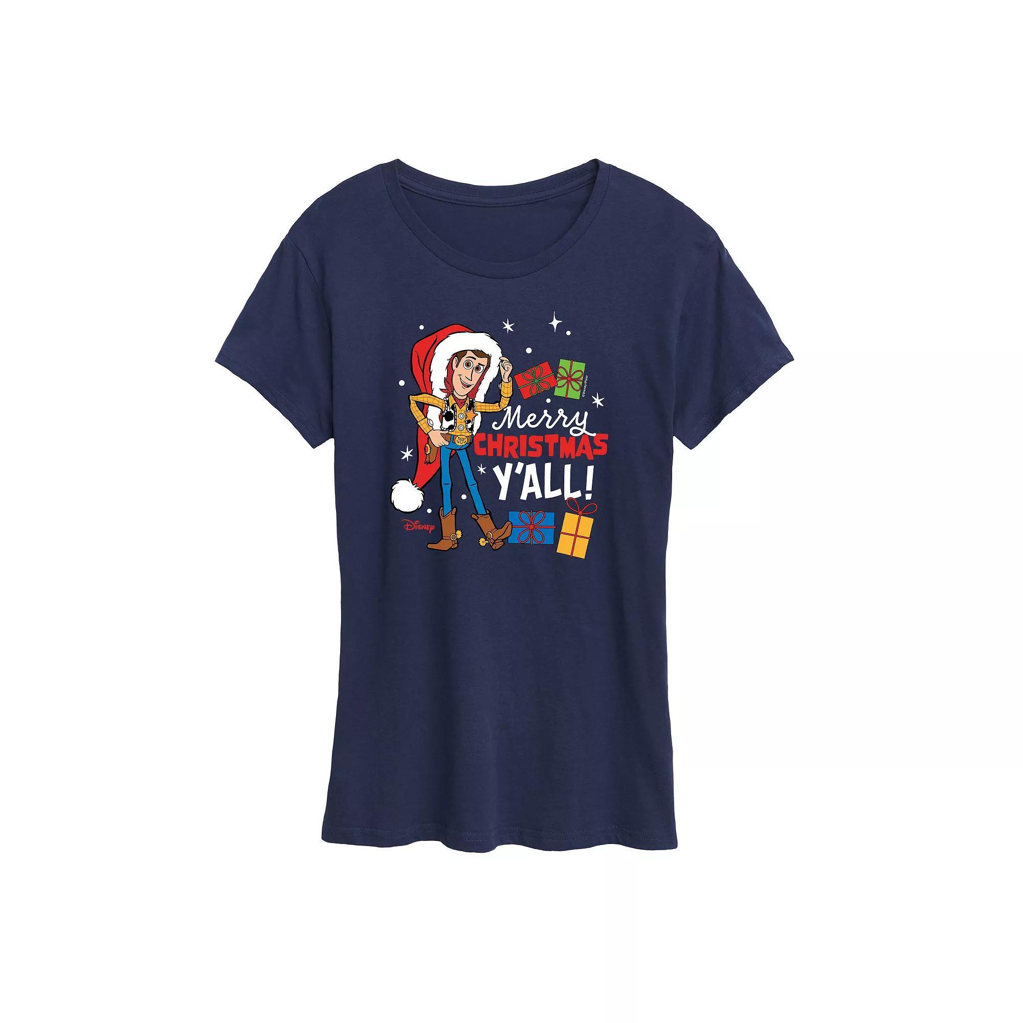 Disney / Pixars Toy Story Womens Christmas Woody Graphic Tee, Girls Product Image