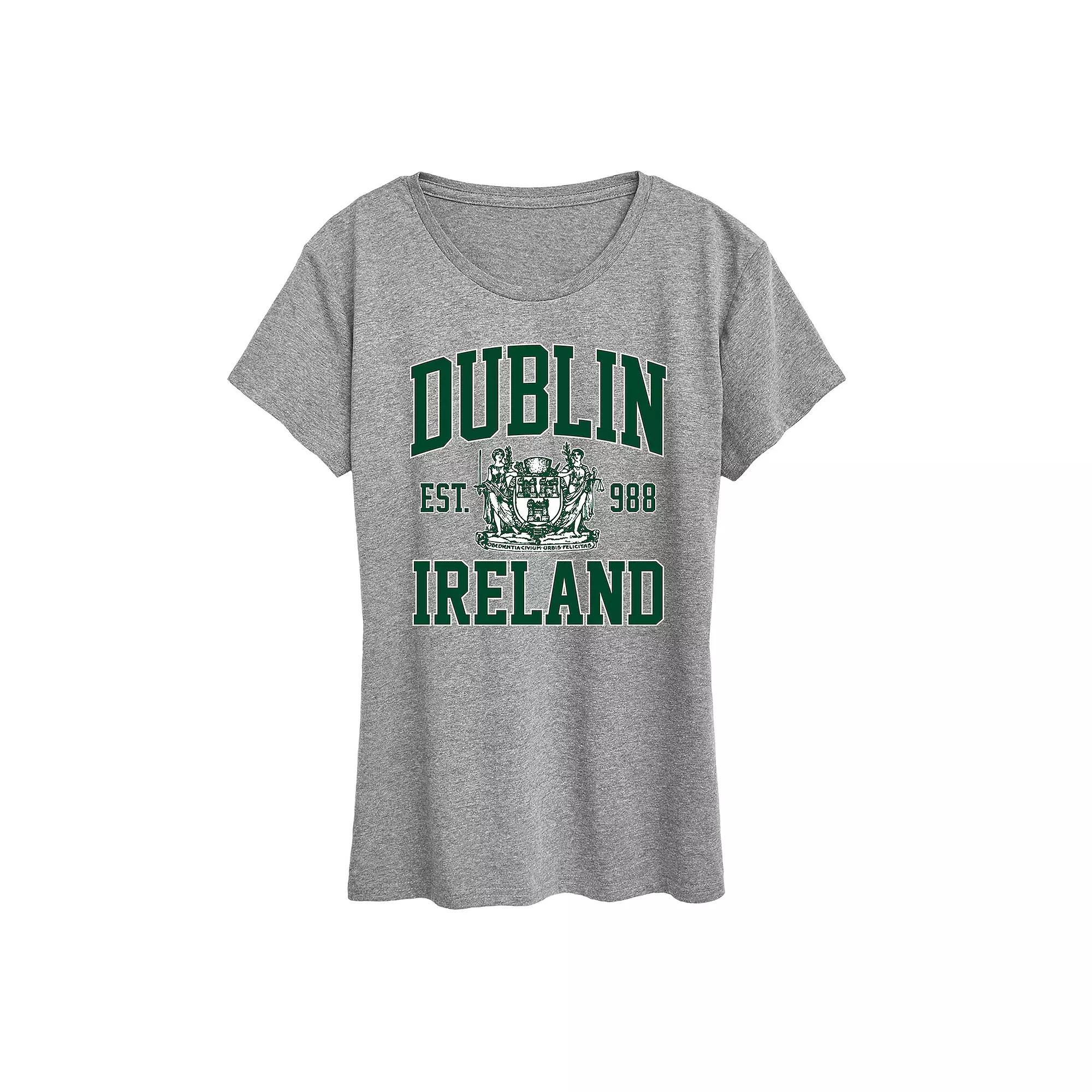 Womens Dublin Collegiate Graphic Tee Grey Gray Product Image