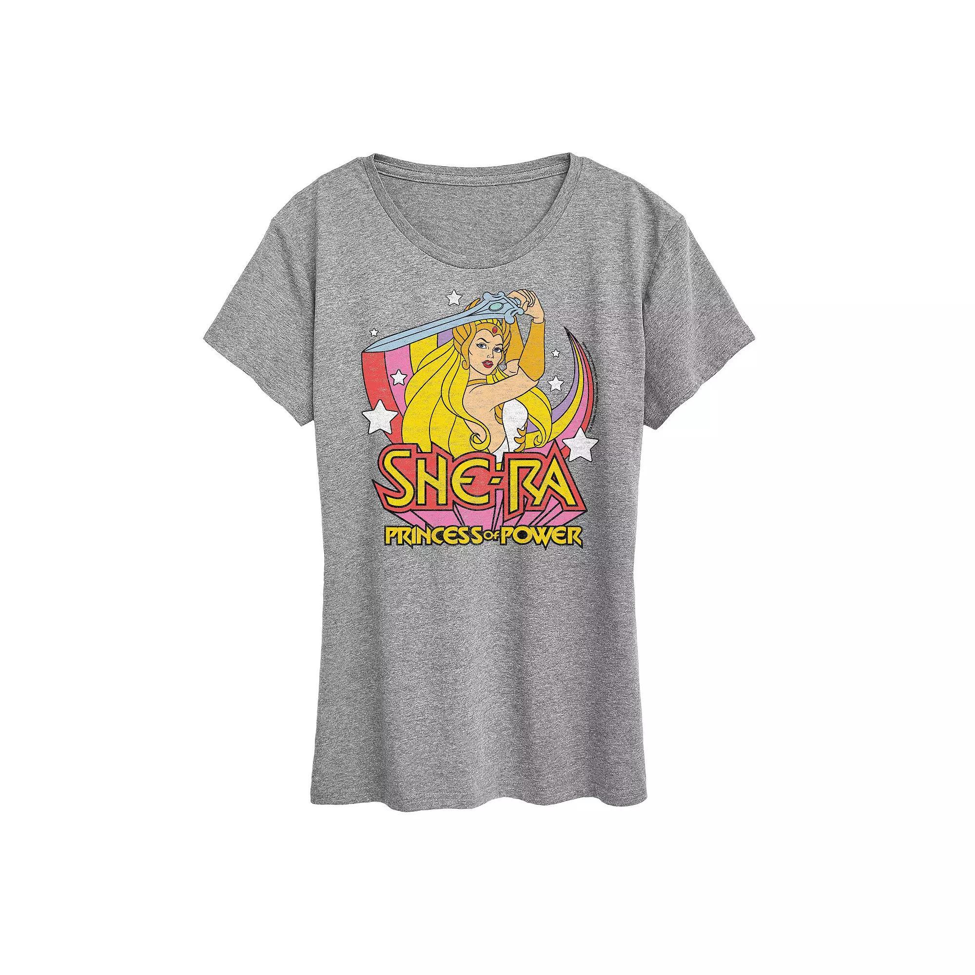 Womens She-Ra Sword Rainbow Graphic Tee, Girls Grey Blue Product Image
