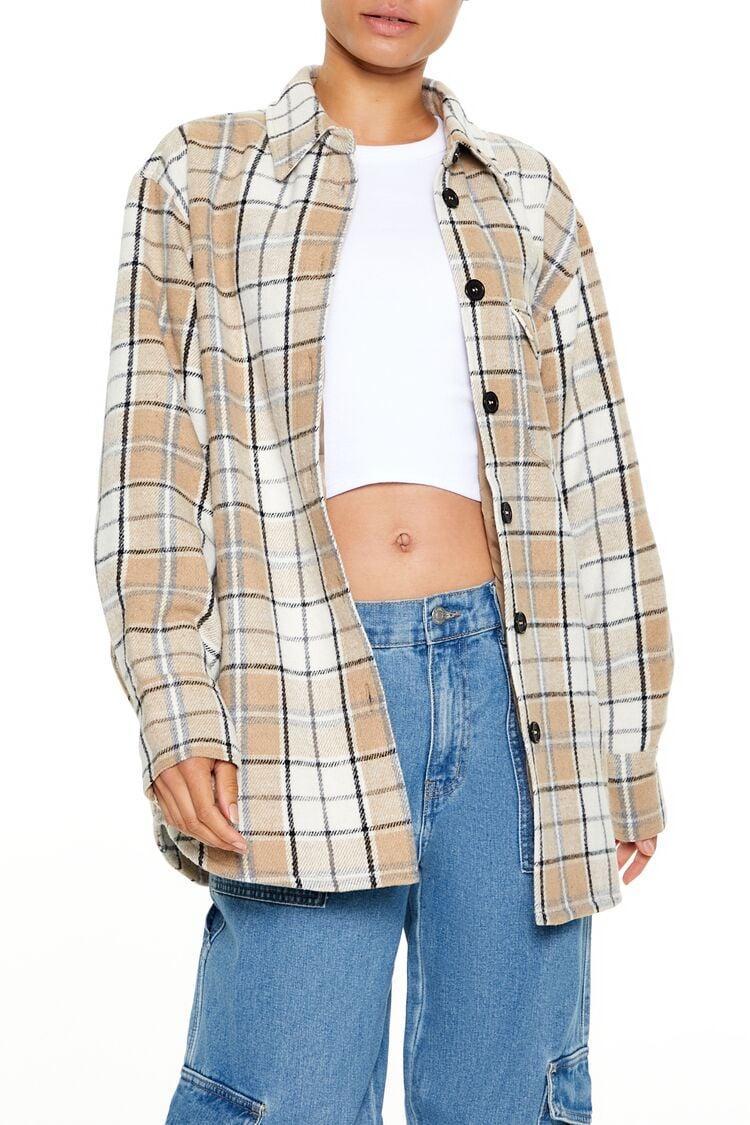 Plaid Curved-Hem Shacket | Forever 21 Product Image