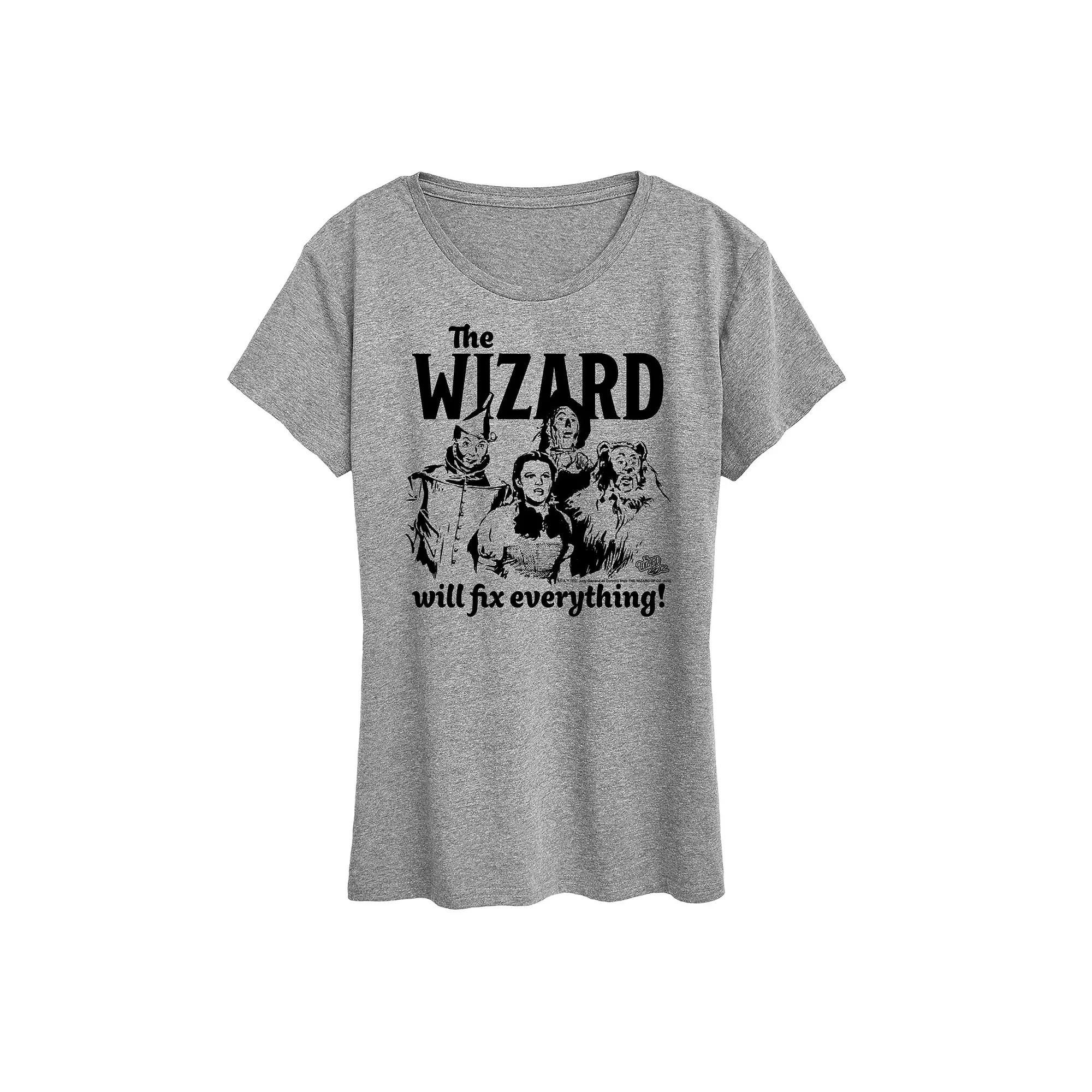 Womens The Wizard Of Oz The Wizard Graphic Tee Grey Gray Product Image