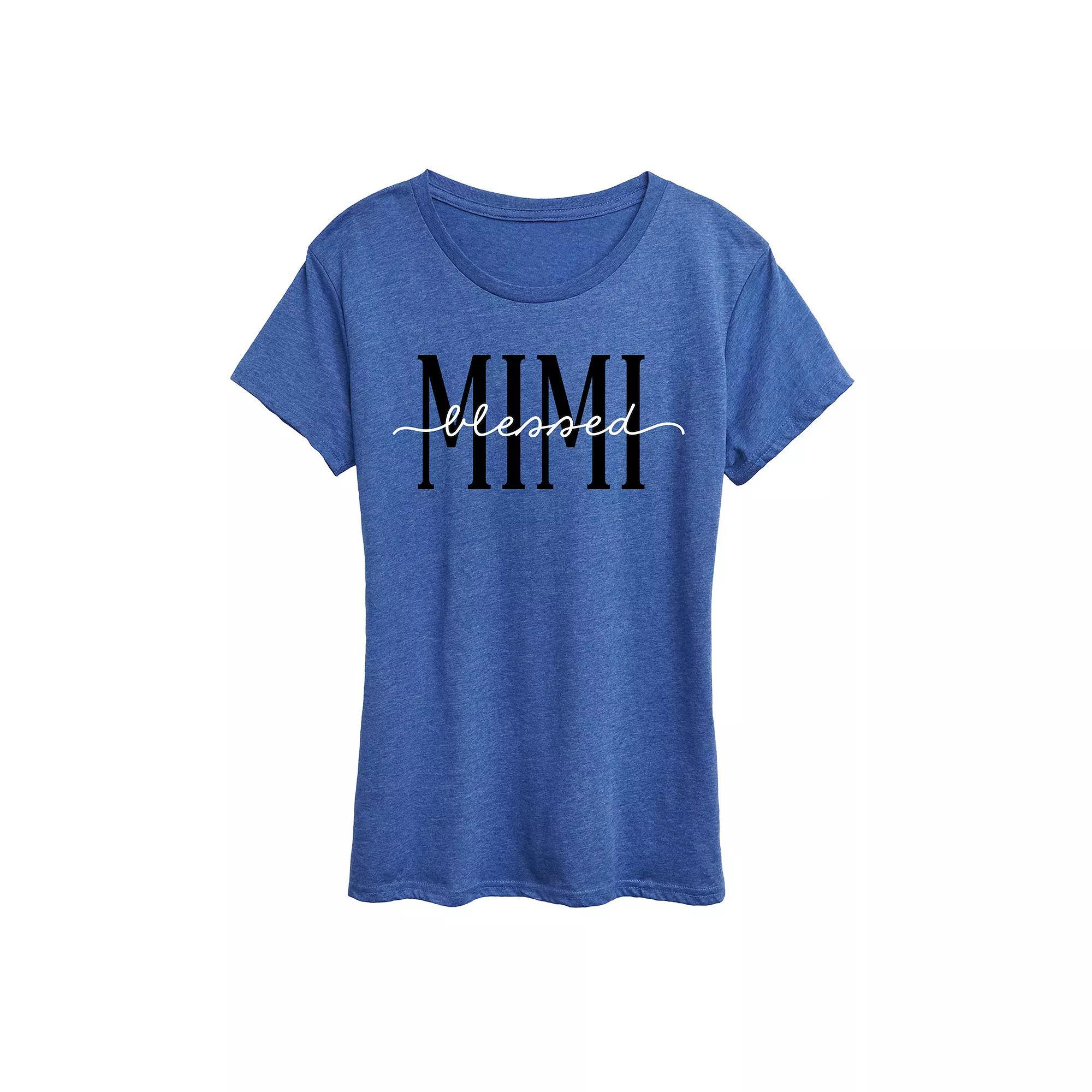 Women's Blessed Mimi Graphic Tee, Size: Small, Grey Royal Blue Product Image