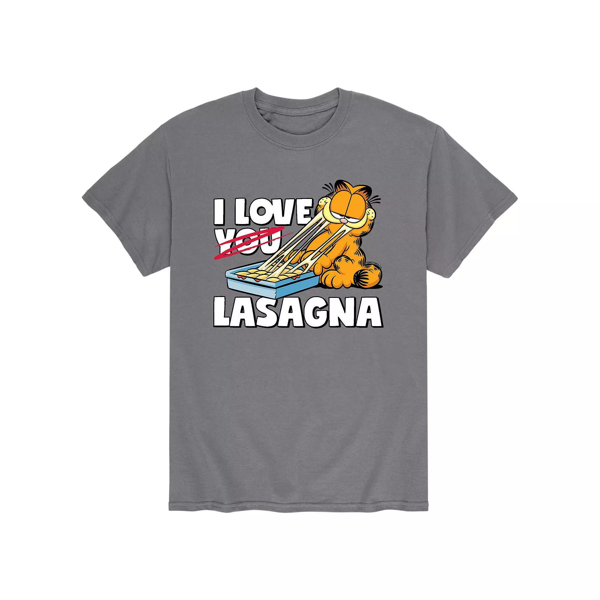 Mens Garfield I Love Lasagna Tee Grey Product Image