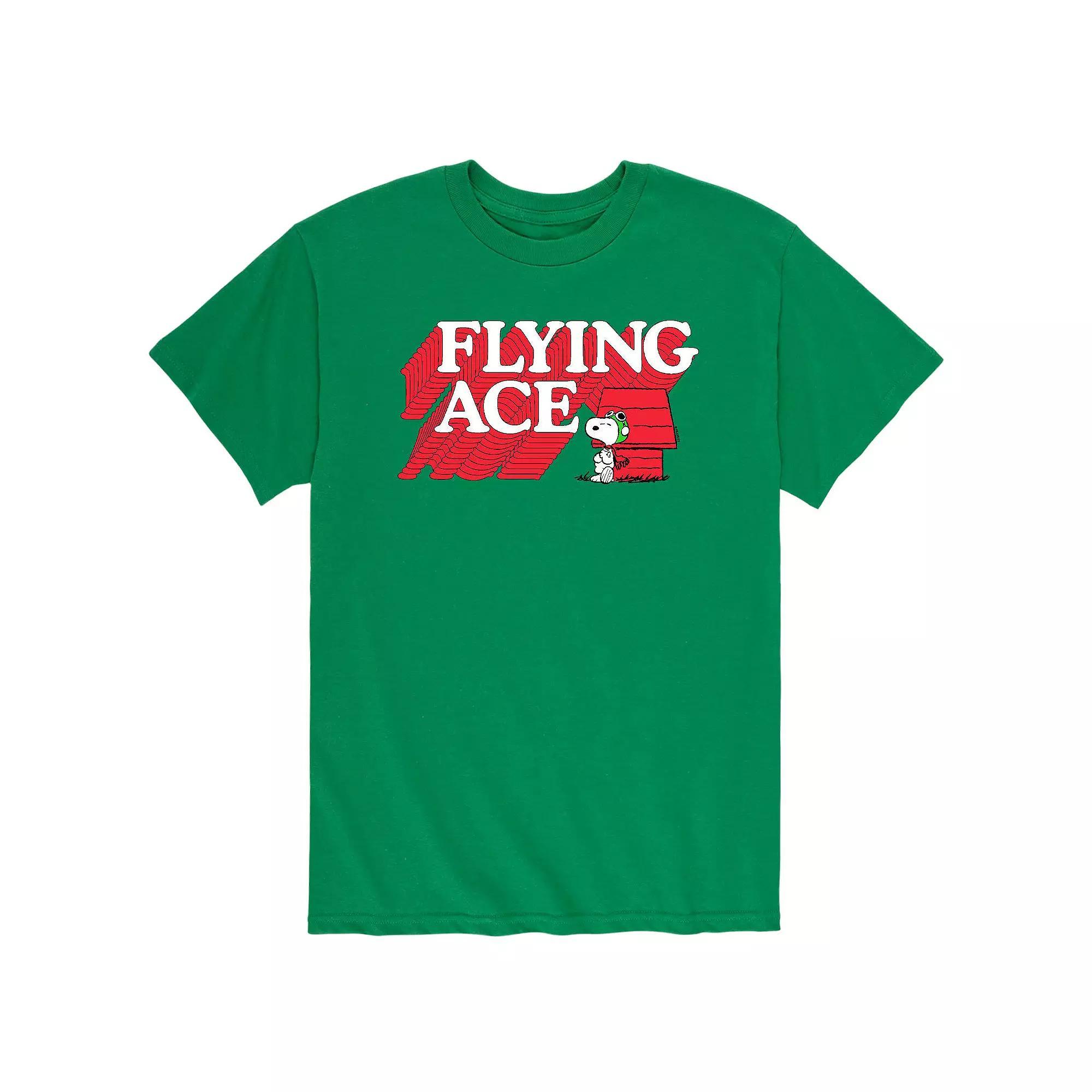 Men's Peanuts Snoopy Flying Ace Tee, Size: Small, Green Product Image
