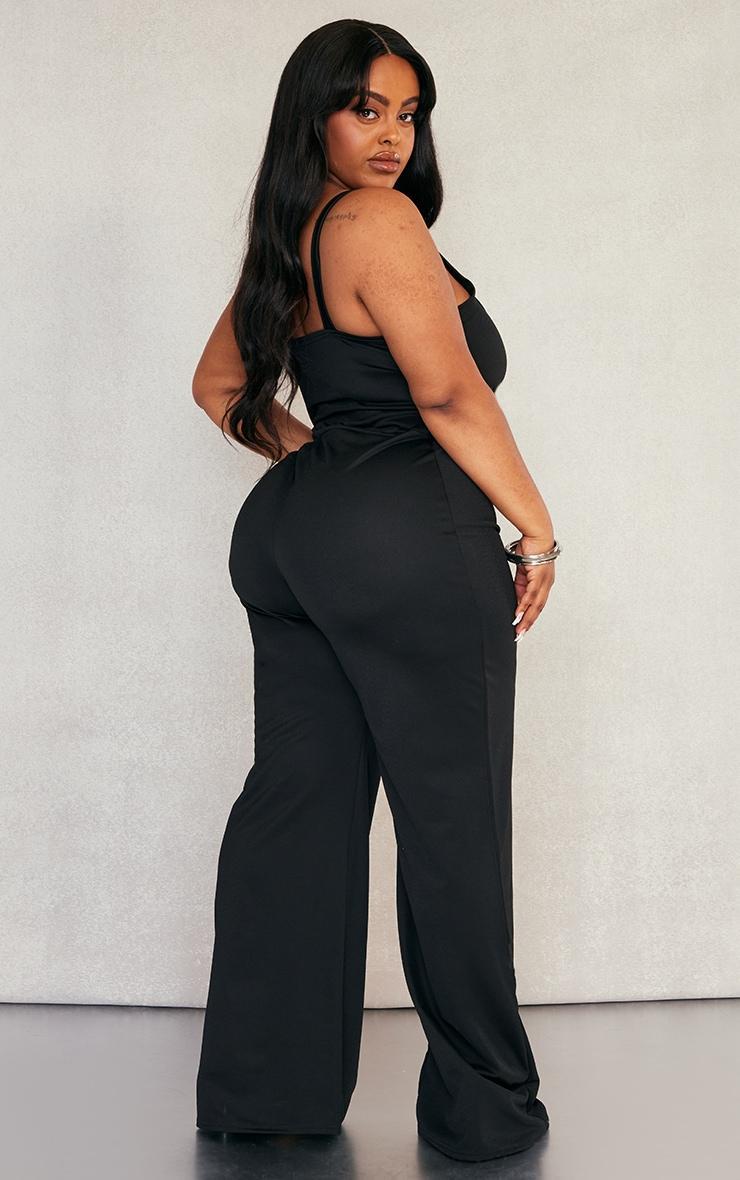Plus Black Crepe Seam Detail Jumpsuit Product Image