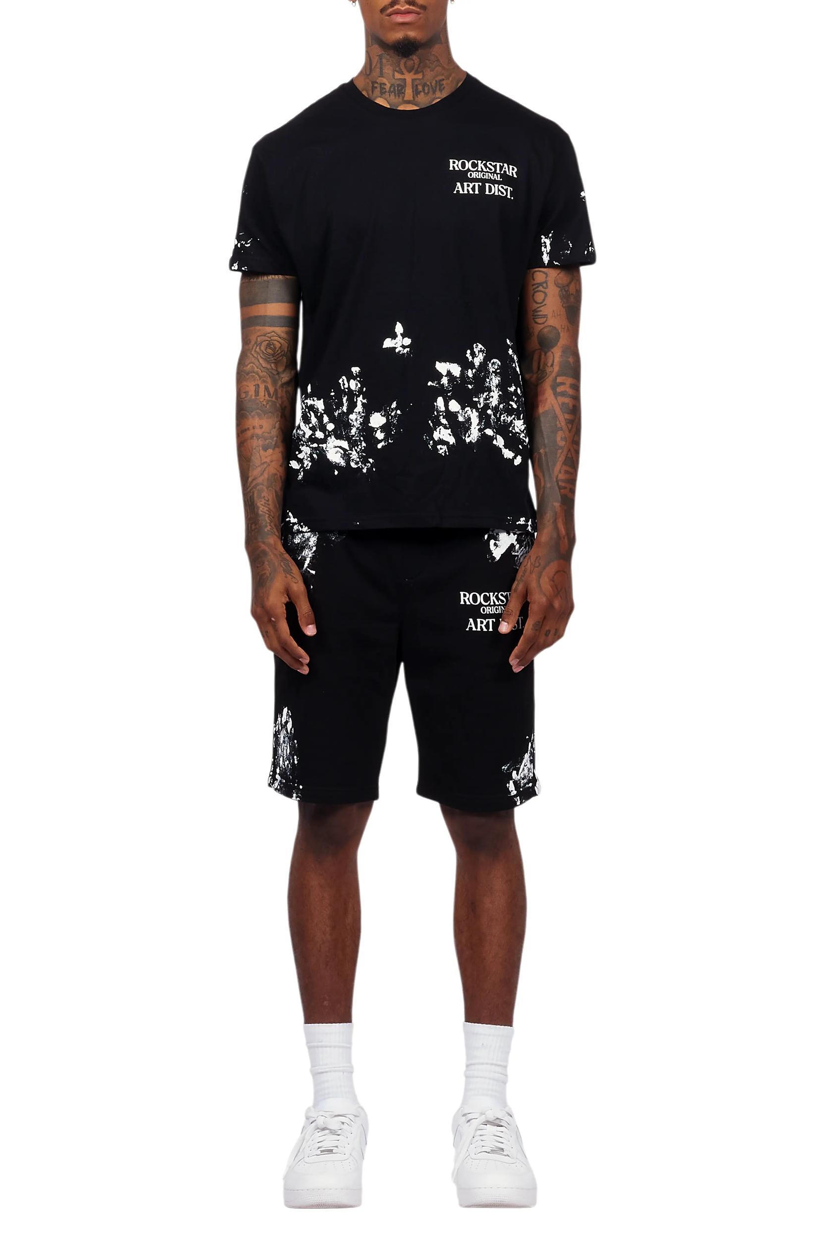 Filip Black Graphic T-Shirt Short Set Male Product Image
