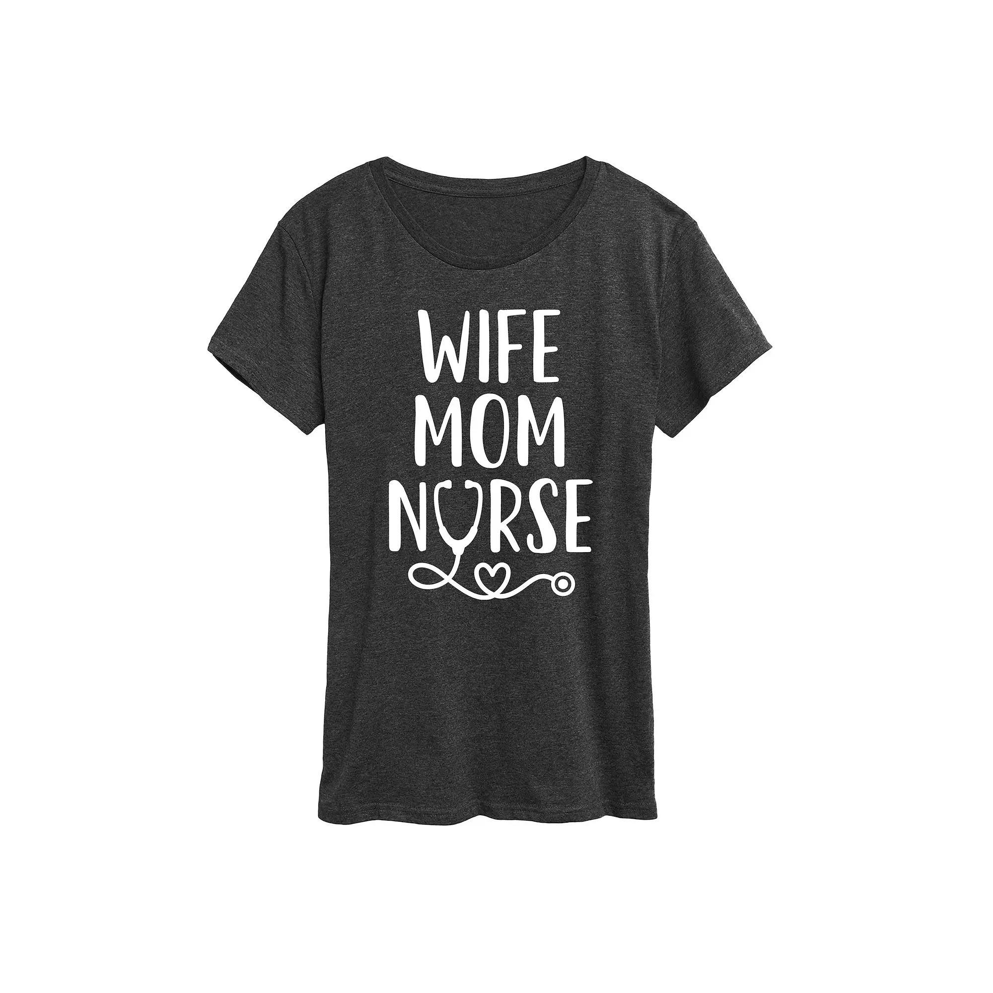 Women's Wife Mom Nurse Graphic Tee, Girl's, Size: Large, Heather Grey Product Image