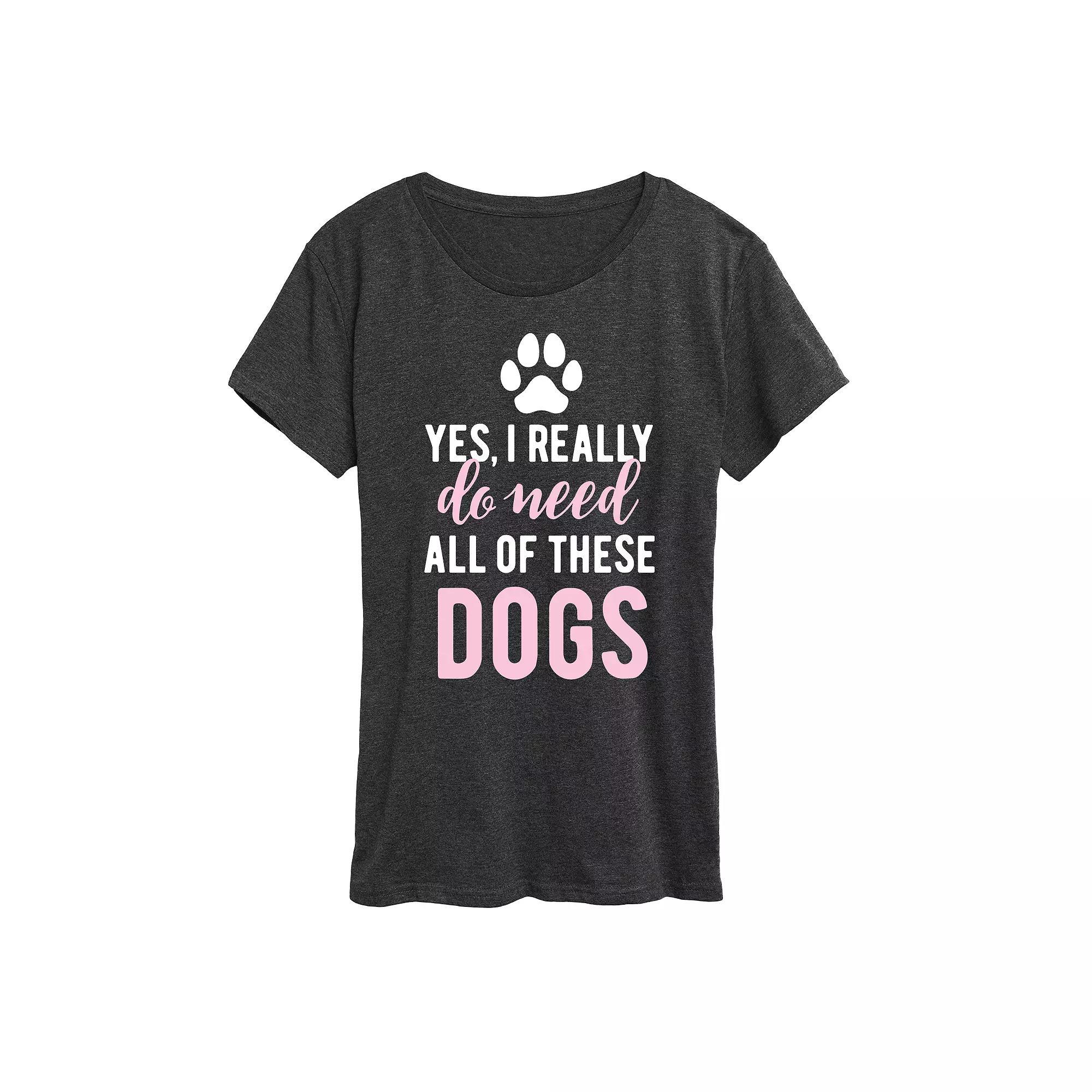 Plus Yes I Really Need Dogs Graphic Tee, Womens Heather Grey Product Image