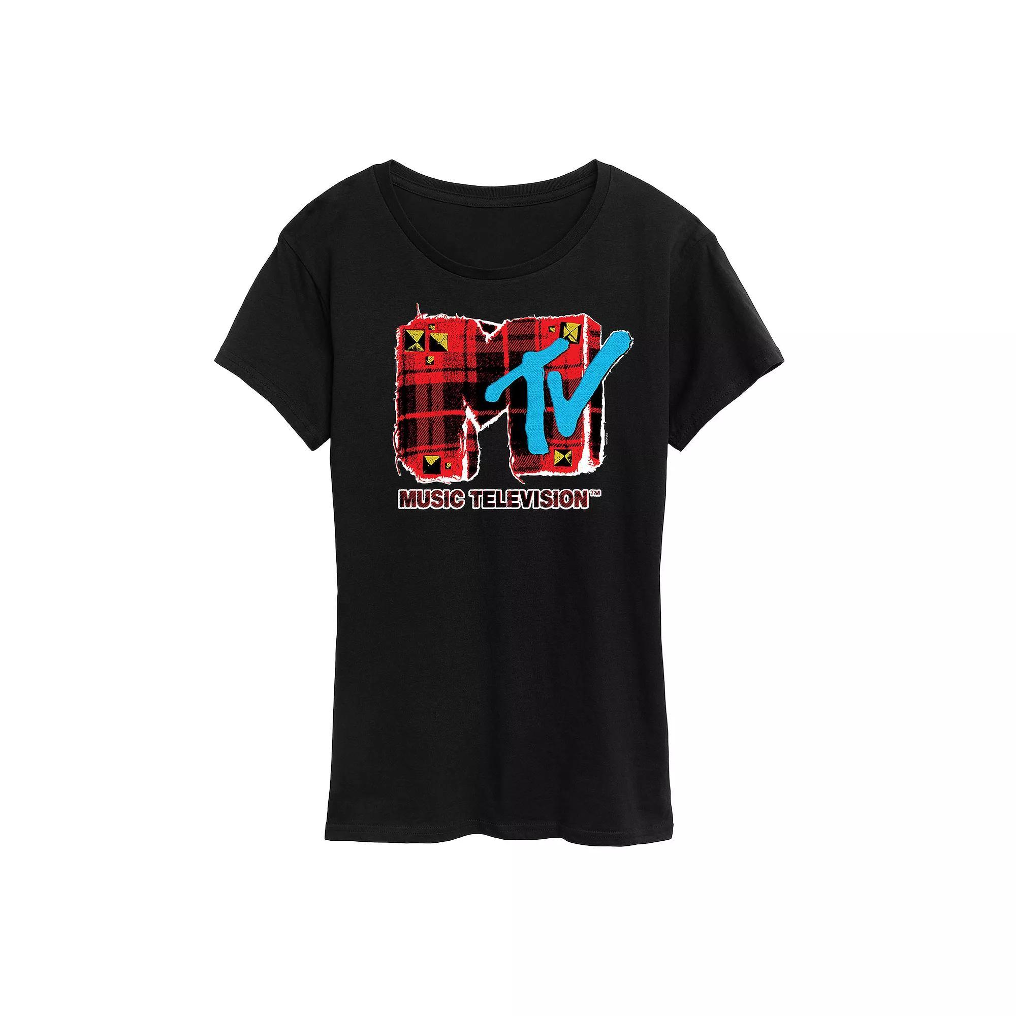 Womens MTV Grunge Plaid Graphic Tee Product Image